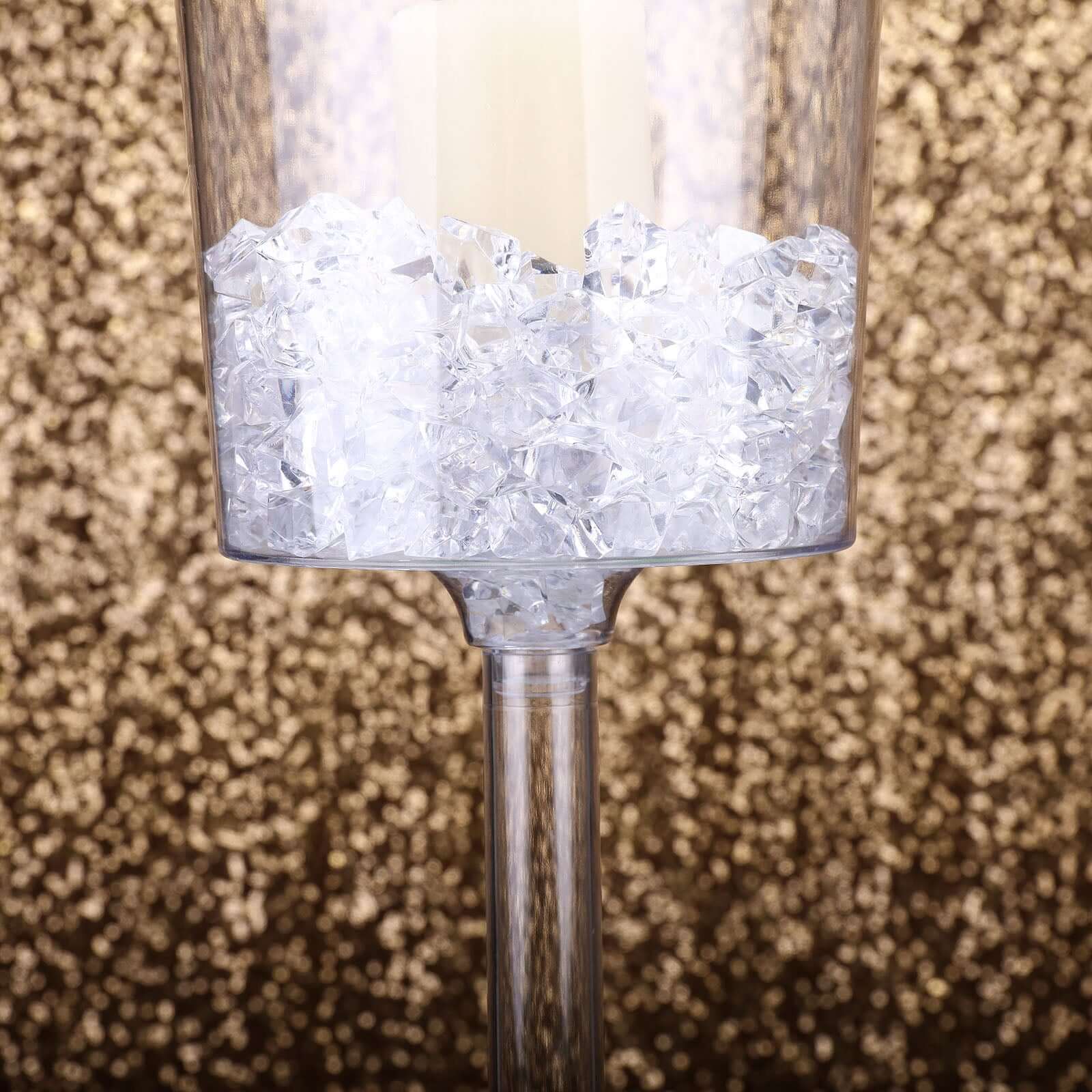 4-Pack Clear Plastic Cylinder Vases with Wine Cup Design for Long Stem Floral Centerpieces, 18"