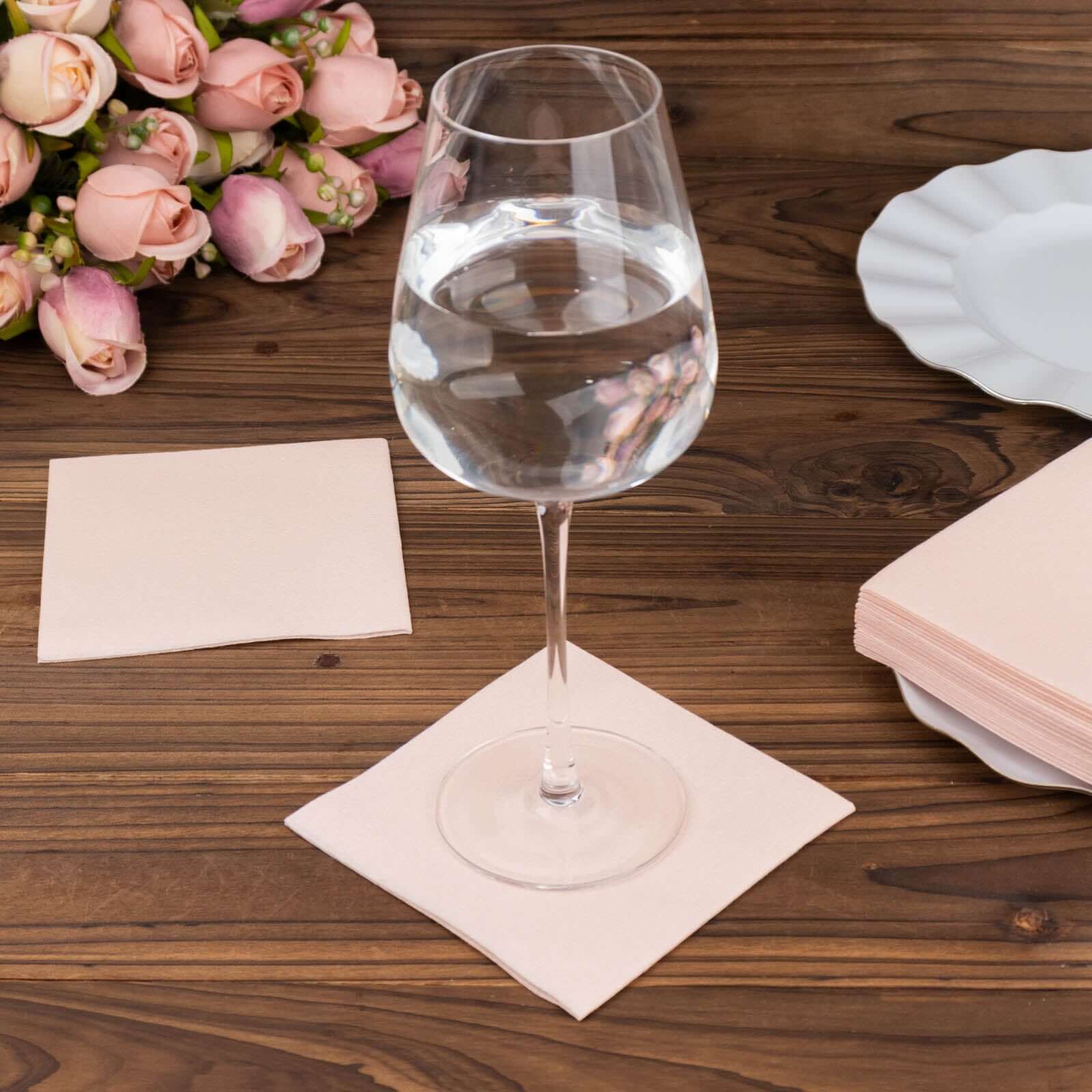 20-Piece Set of Blush 5x5 Airlaid Napkins - Soft, Absorbent & Linen-Like