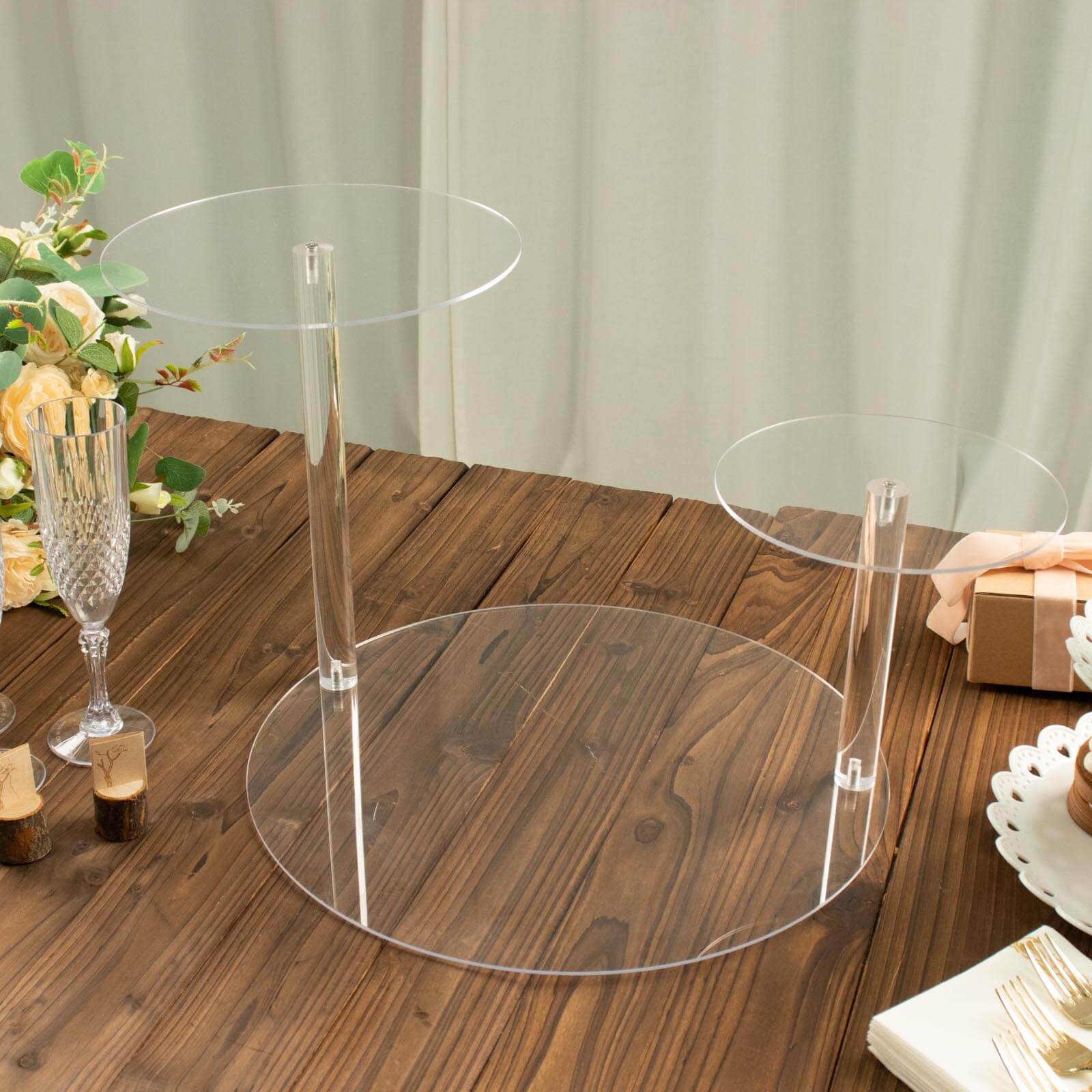 23-Clear 3-Tier Plastic Round Pedestal Cake Stand - Ideal for Dessert Buffets and Parties