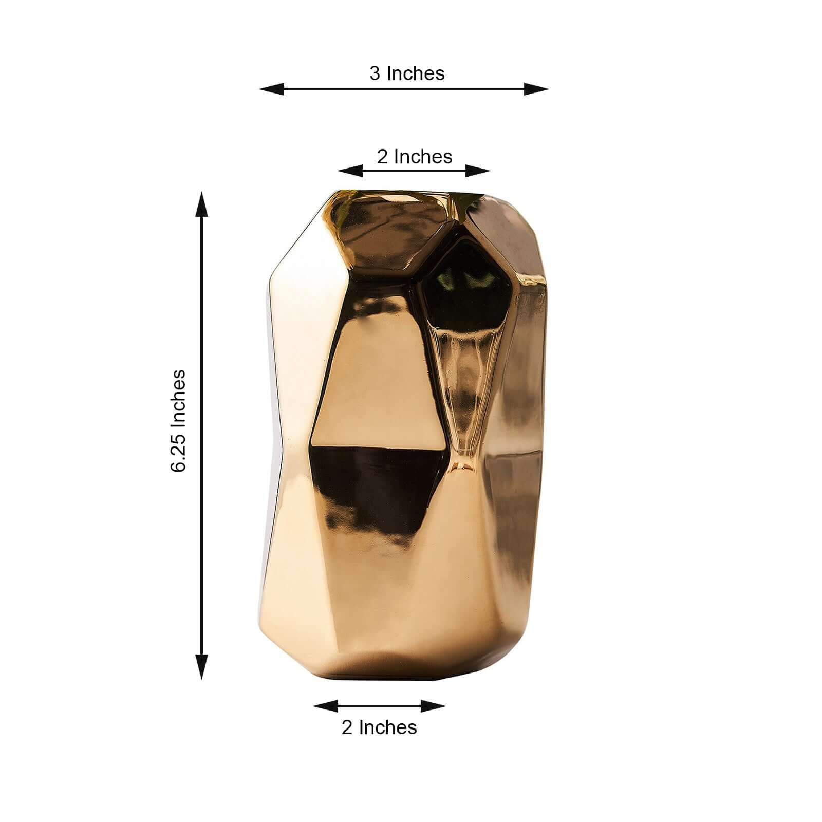 2-Pack Gold Metallic Ceramic Geometric Cylinder Vases - Ideal for Stylish Floral Arrangements