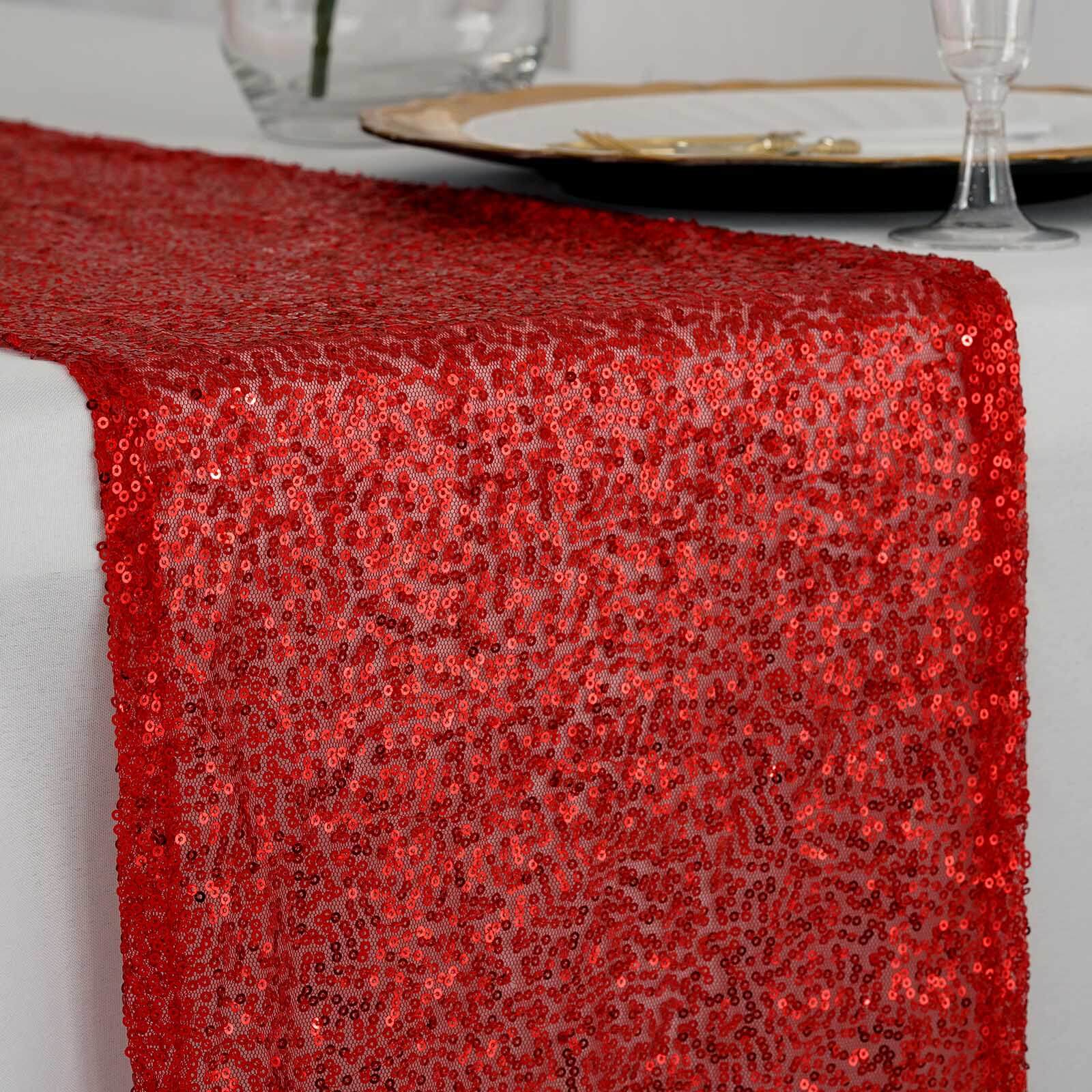 Hot! Glittering Red Sequin 12x108 Table Runner