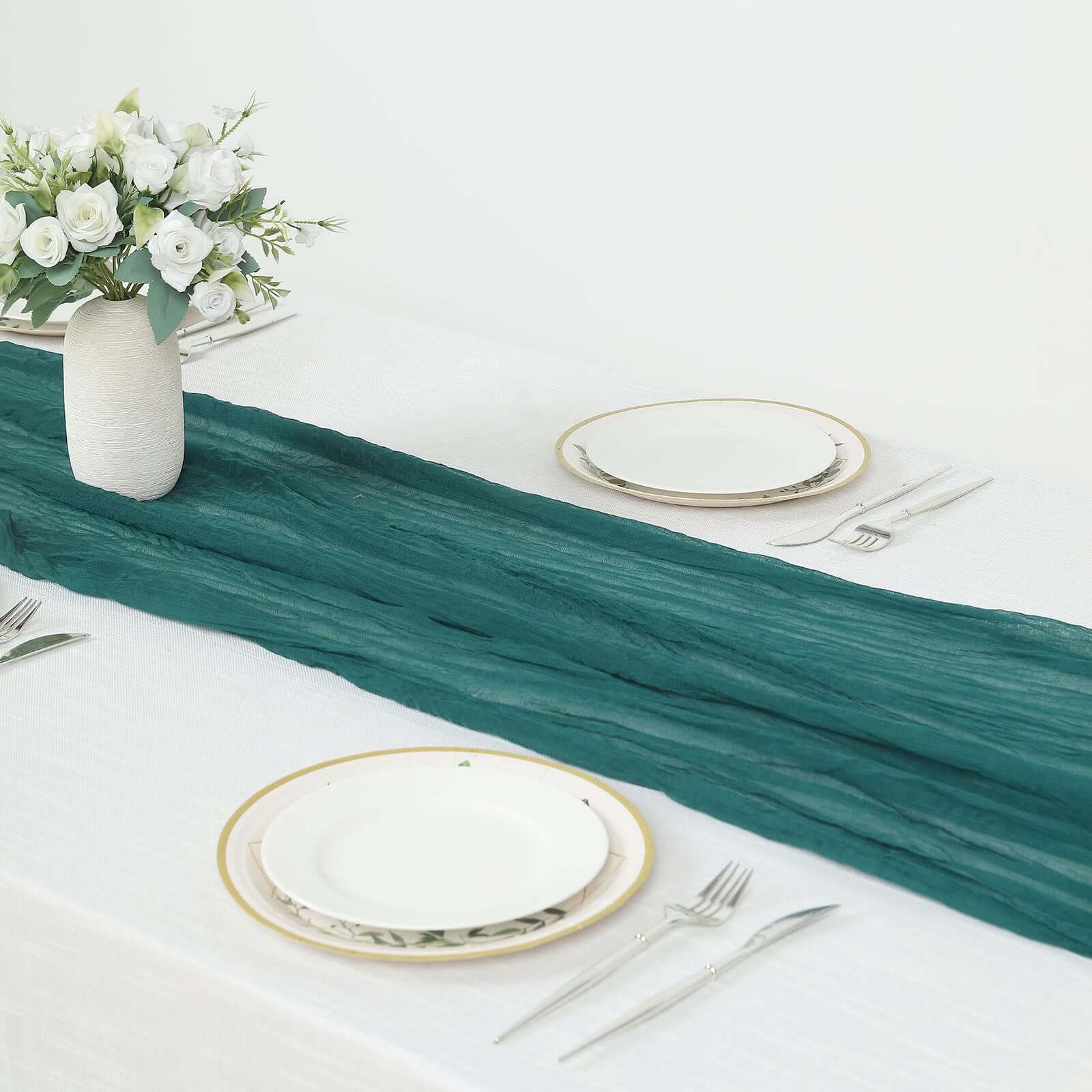 Hot Sale! 10ft Peacock Teal Gauze Cheesecloth Table Runner - Rustic Boho Style