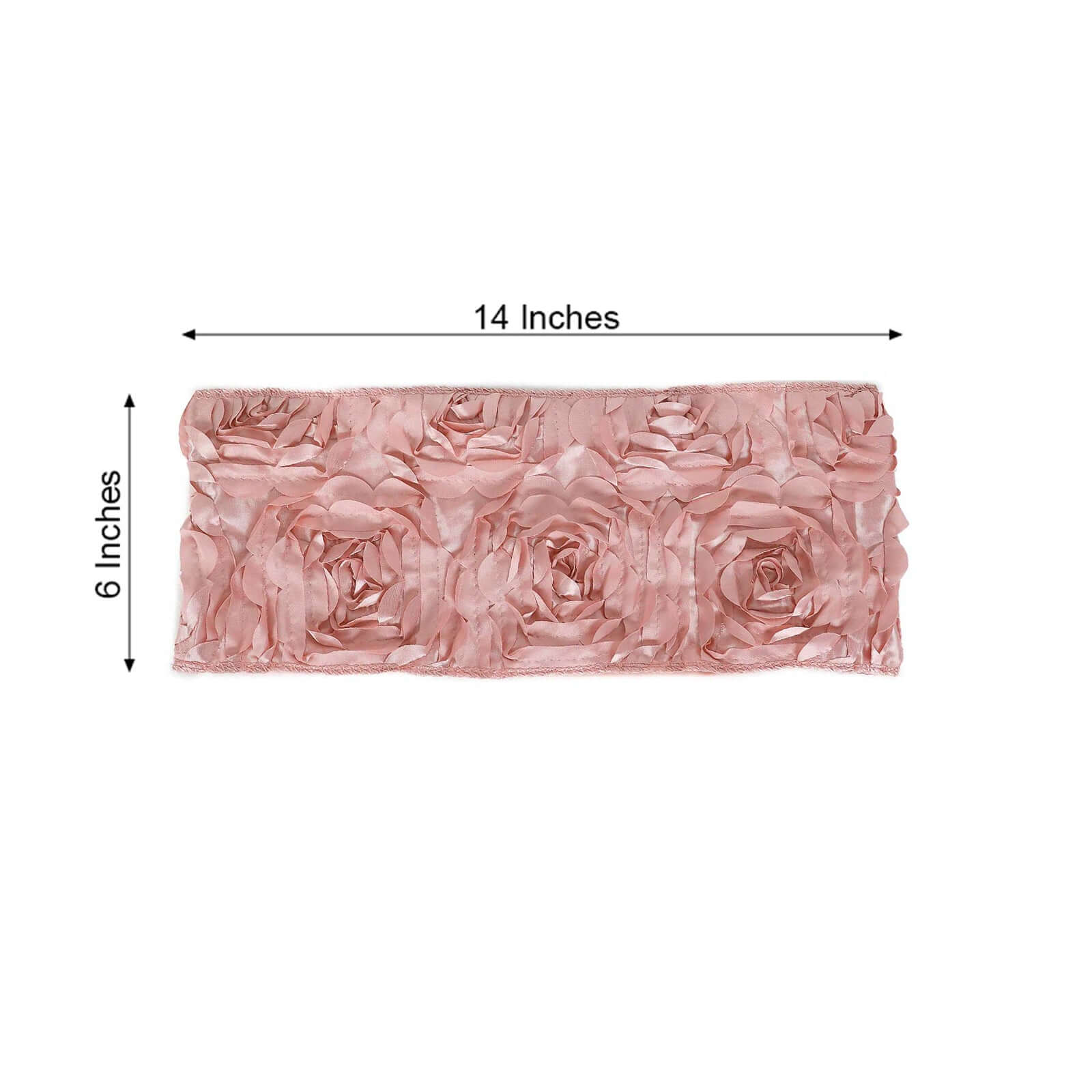Hot Deal! 5-Piece Set of Dusty Rose Satin Spandex Chair Sashes with Rosette Design, 6x14