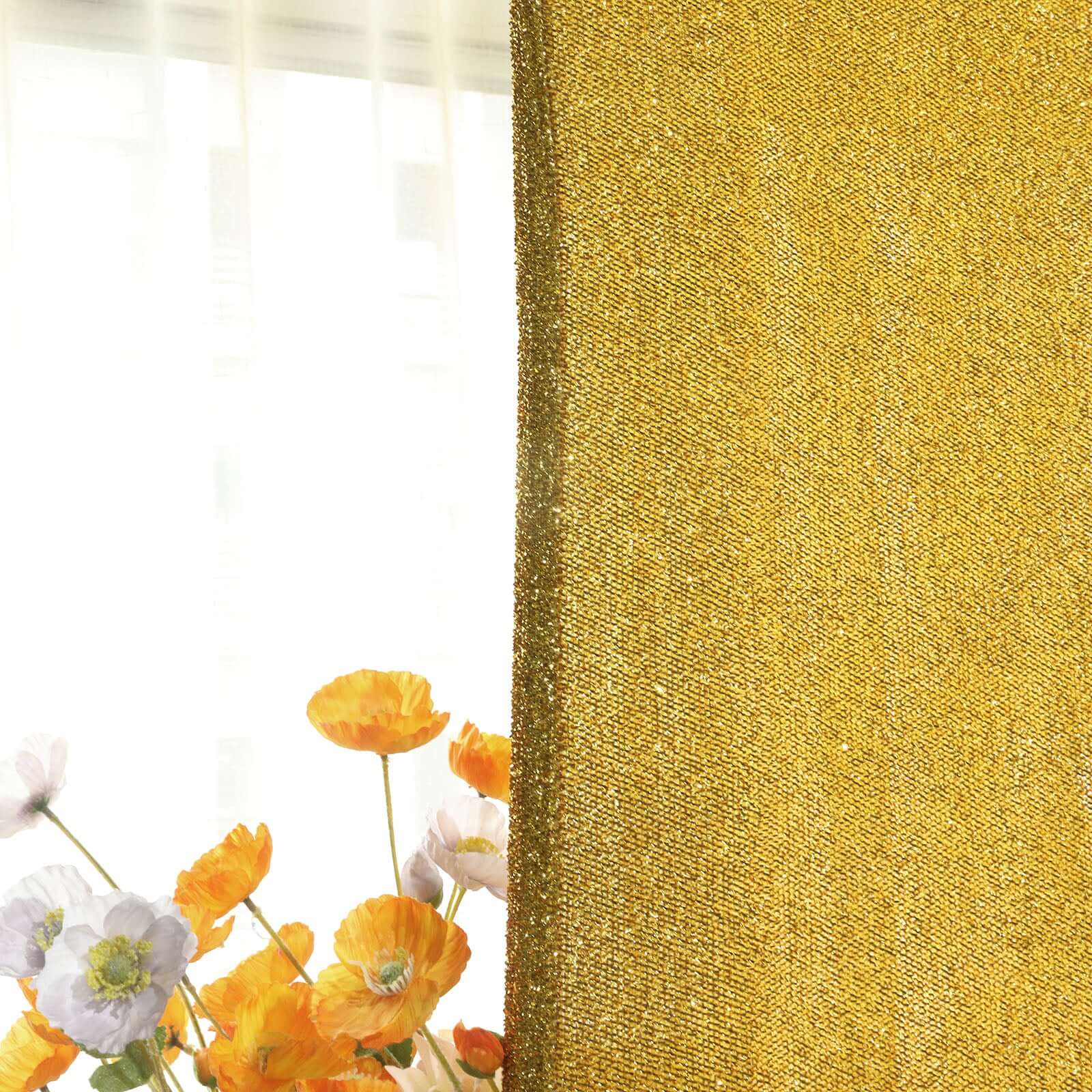 7ft Gold Shimmer Tinsel Spandex Backdrop Cover for Wedding Arch - Exclusive Deal