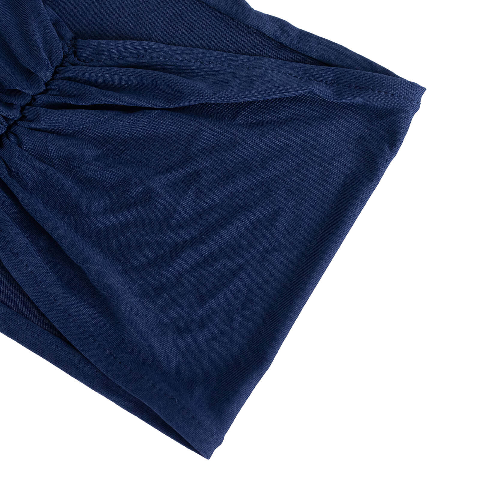 Navy Blue Ruffled Spandex Chair Sashes - 5 Pack, 8x13 Wide Stretch Bands