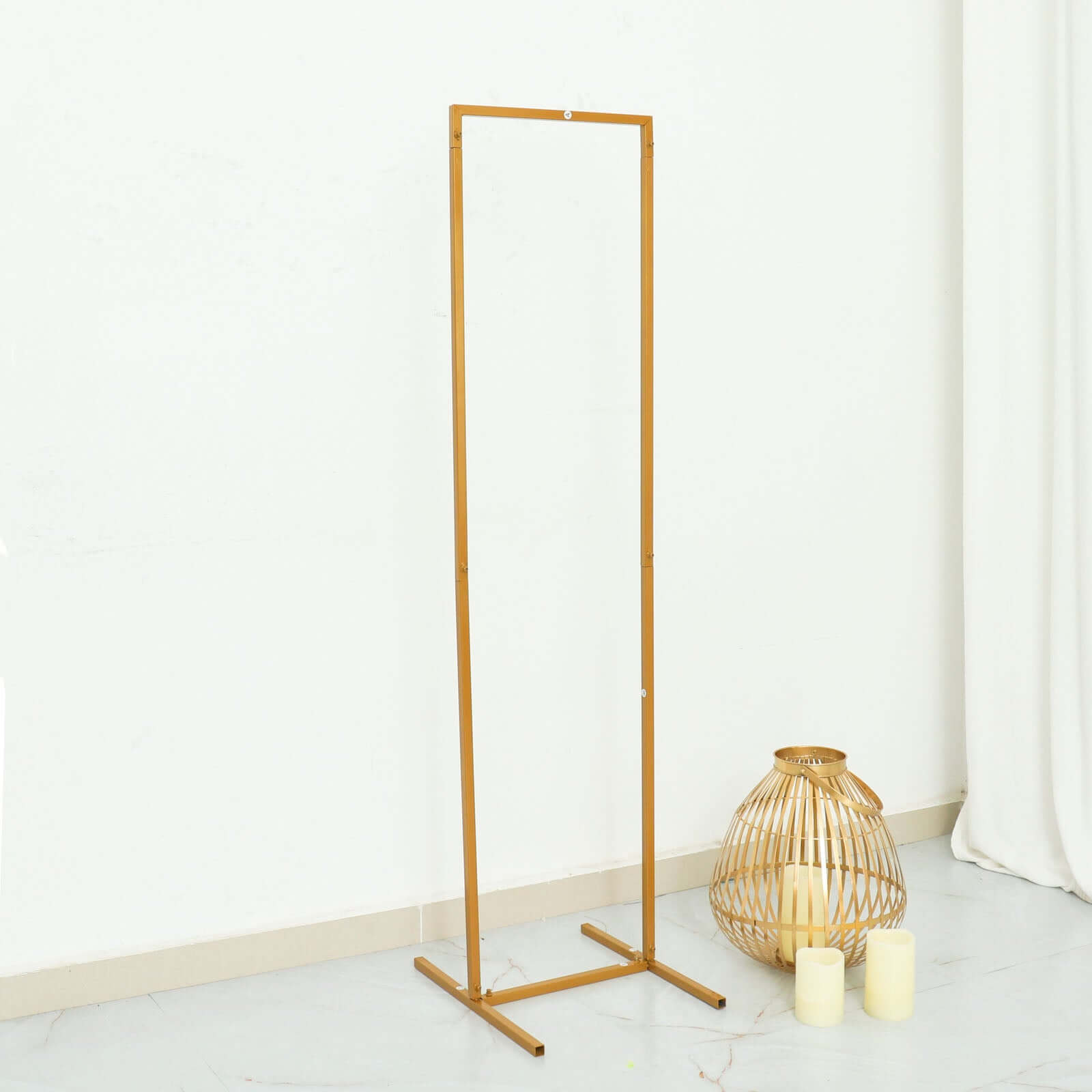 Discount! 4.5ft Slim Gold Metal Rectangular Wedding Arch Backdrop Stand for Floral Display