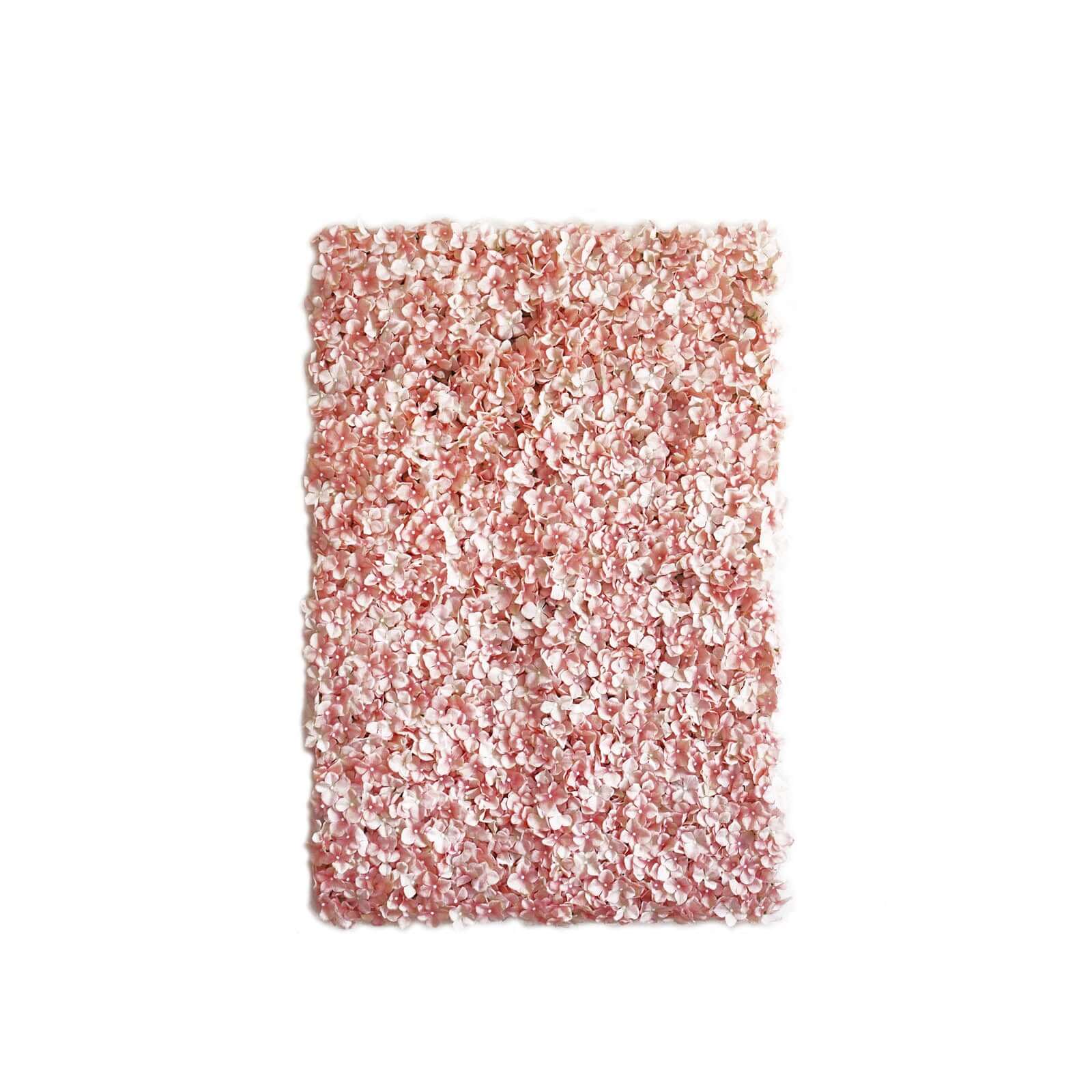 11 Sq ft. UV-Protected Blush Artificial Hydrangea Flower Wall Mat Backdrop - Set of 4 Panels