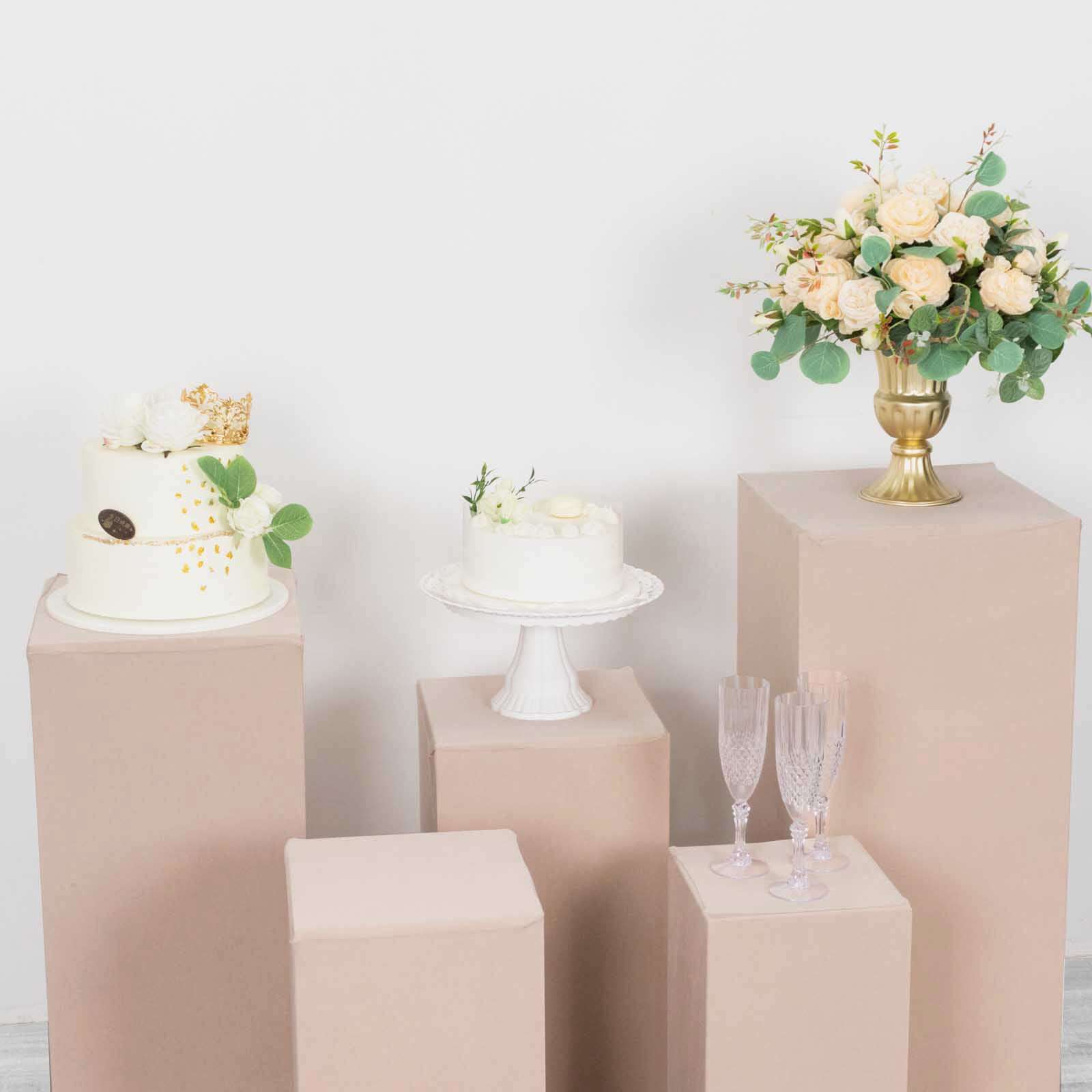 5-Piece Set of Stretchable Nude Spandex Rectangle Pedestal Stand Covers - 160 GSM
