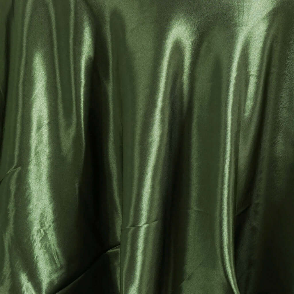 Olive Green Satin 108" Round Tablecloth - Lustrous & Wrinkle-Resistant