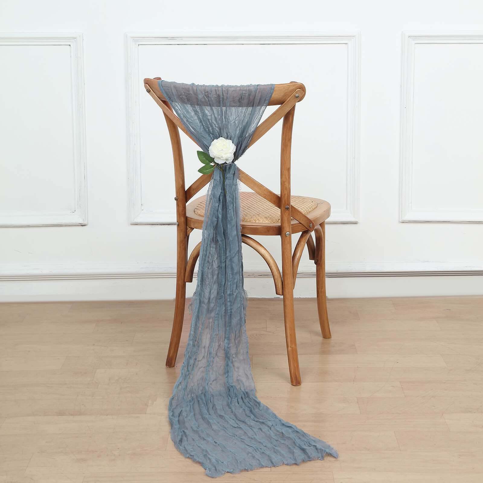 Hot Deal! 5-Piece Set of Dusty Blue Cheesecloth Chair Sashes for Boho Decor