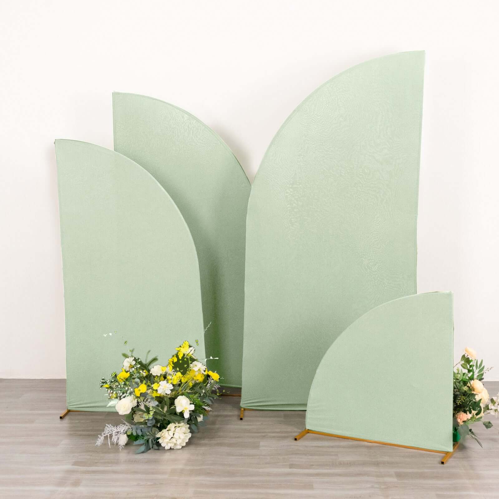 4-Piece Matte Sage Green Spandex Half Moon Wedding Arch Covers - Custom Fit, Various Sizes