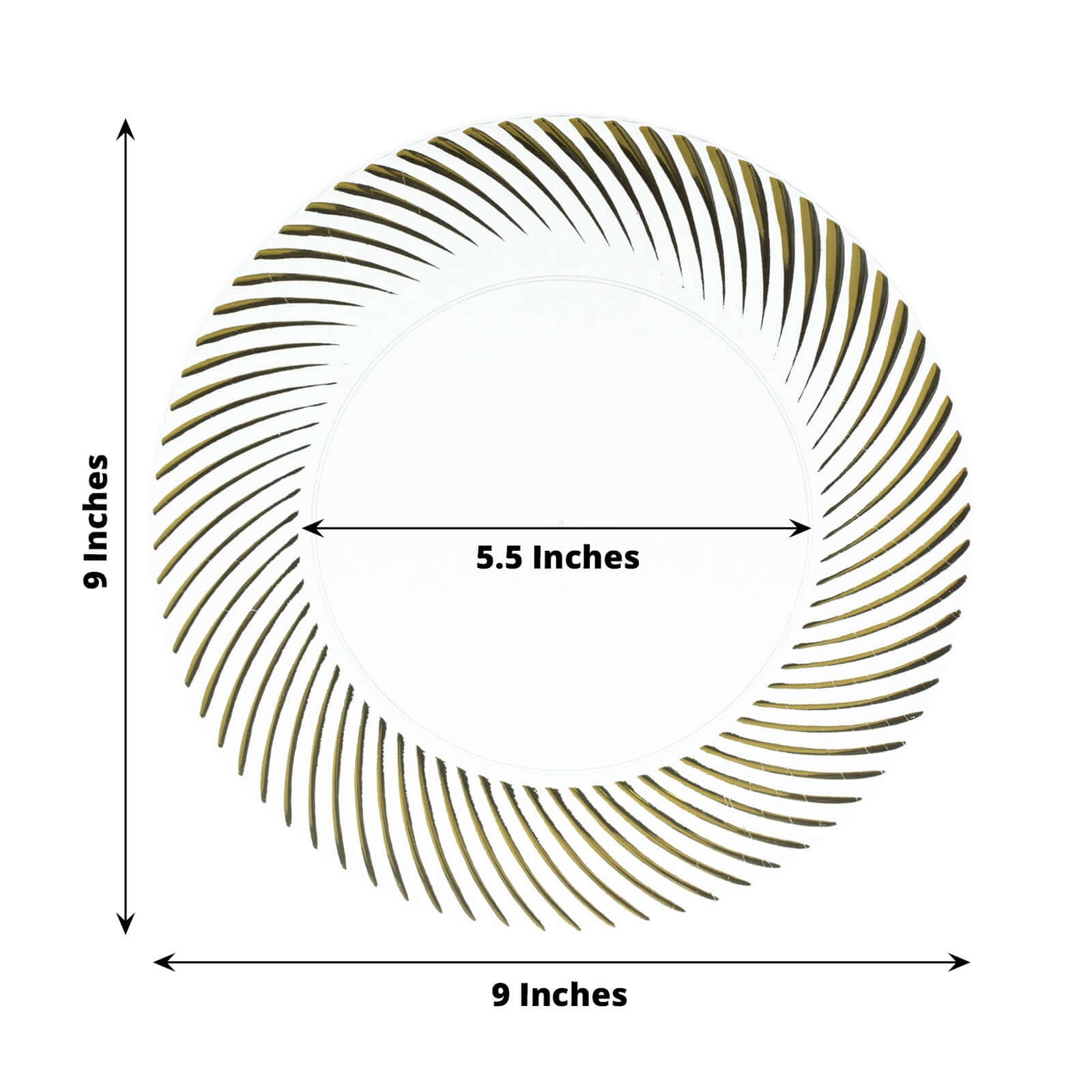 10-Pack Clear Plastic Round Dinner Plates with Gold Swirl Rim - Ideal Disposable Plates for Elegant Parties