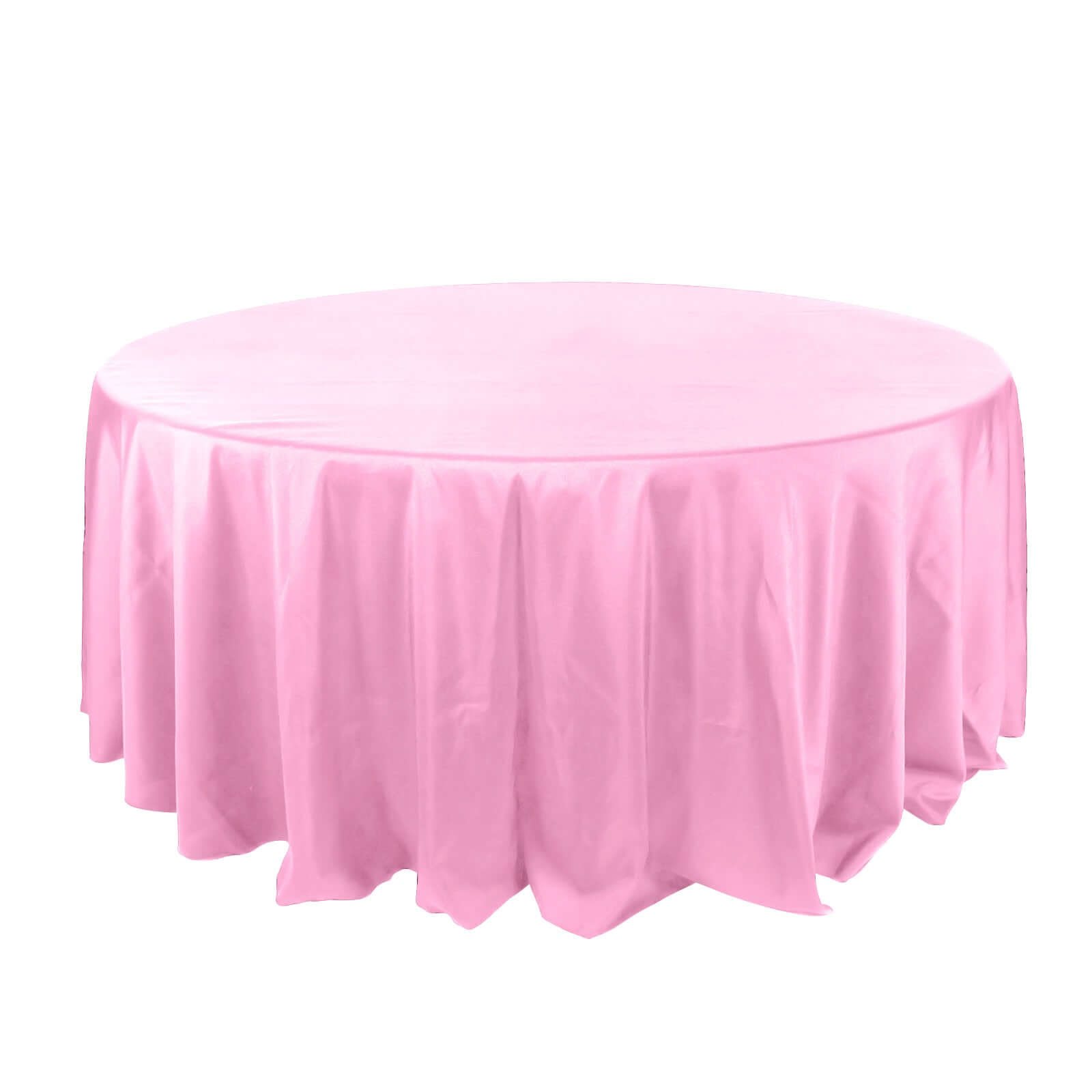 Hot Sale! 132-Inch Seamless Pink Polyester Round Tablecloth for Various Events