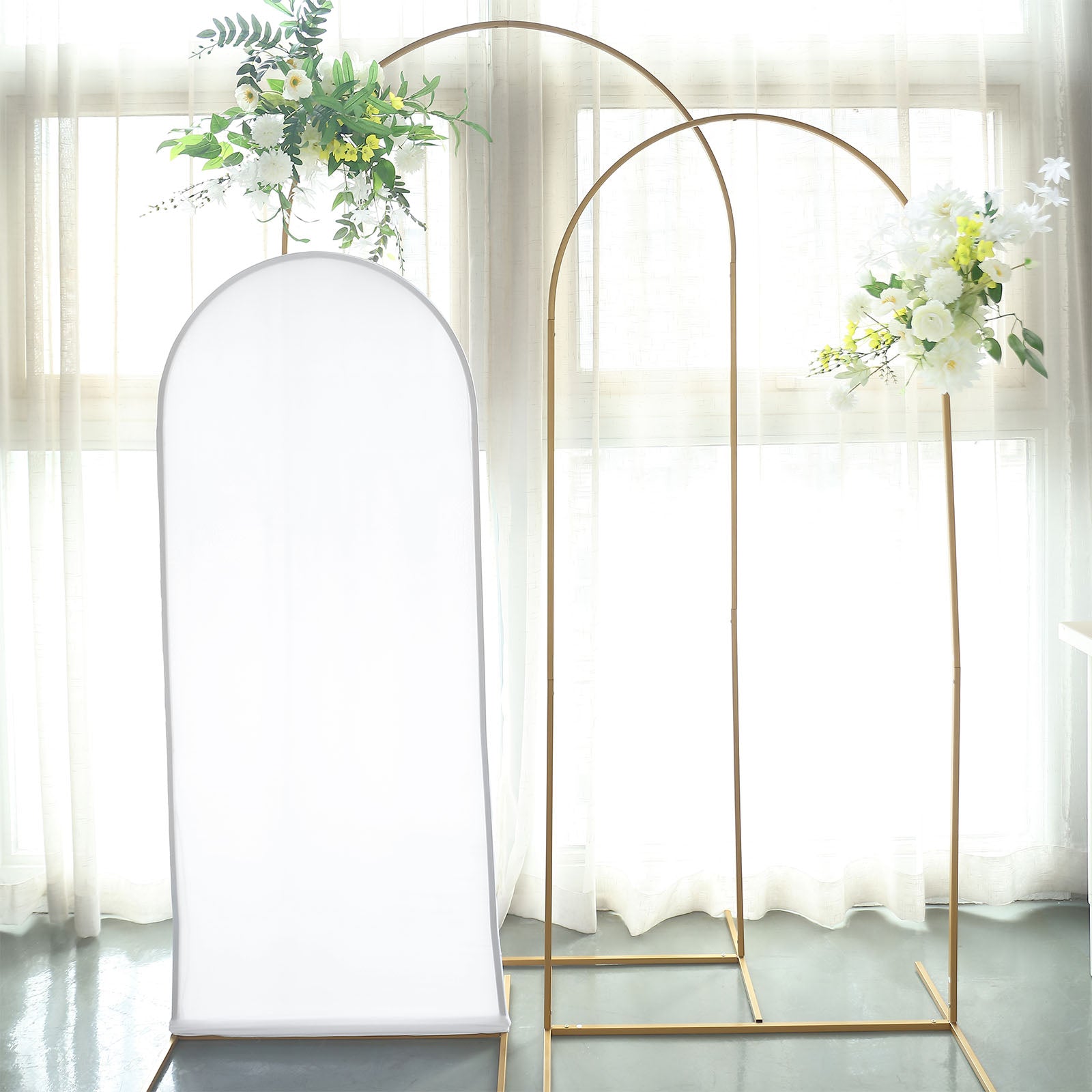 Hot Sale! 5ft Matte White Spandex Fitted Cover for Round Top Wedding Arch Backdrop Stand
