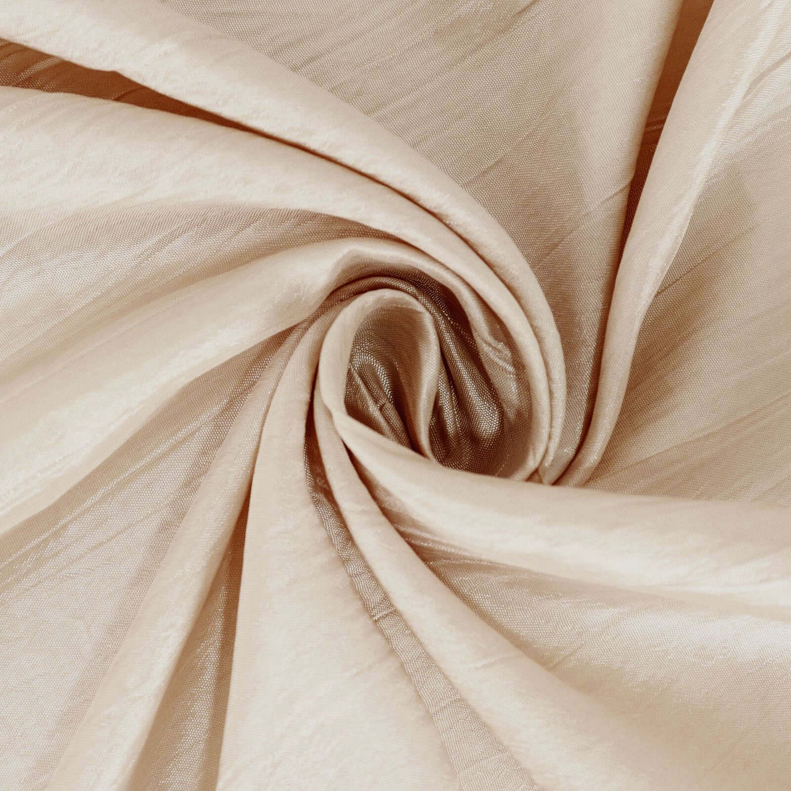 Beige Seamless Accordion Crinkle 132-Inch Taffeta Round Tablecloth