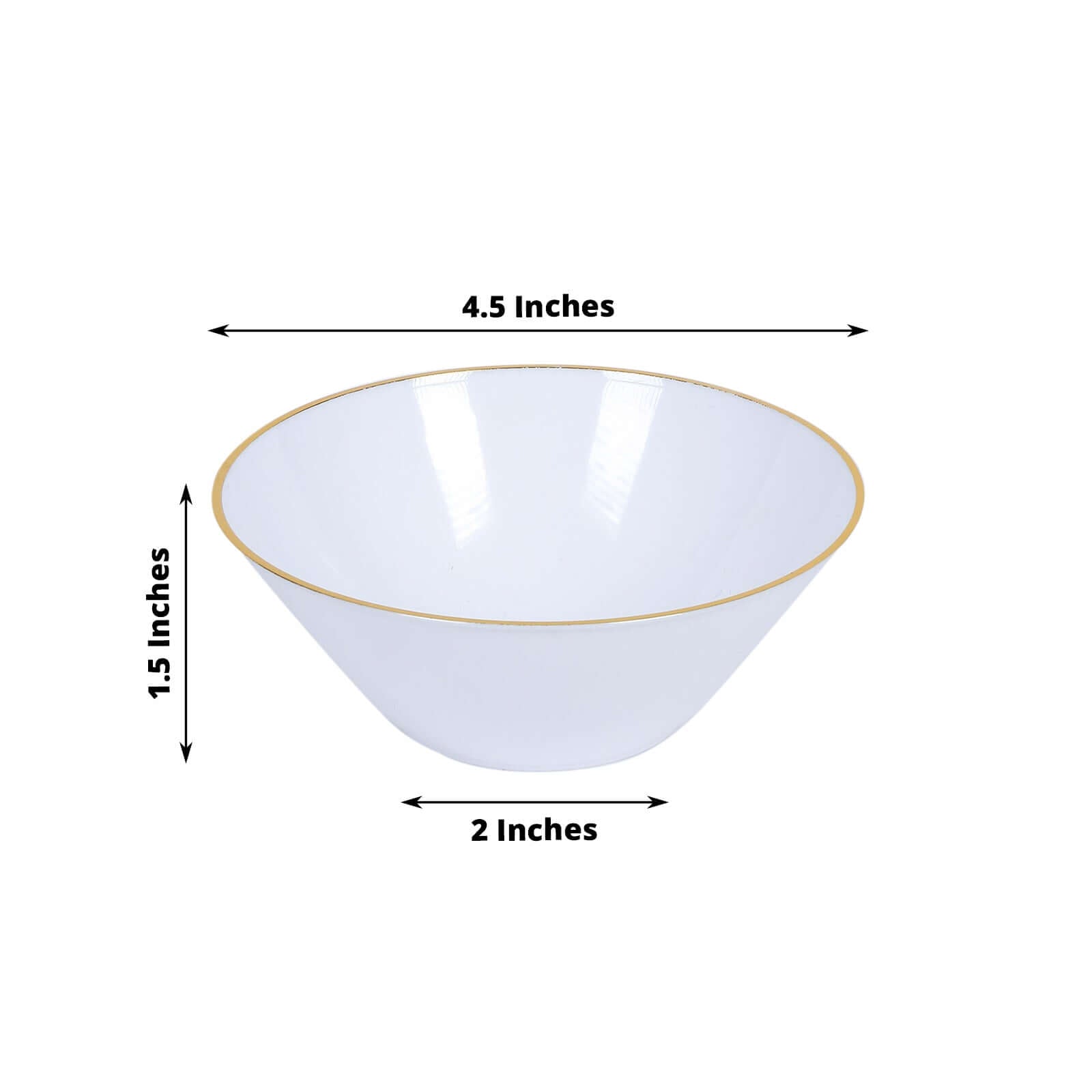 24-Pack 7oz Premium Heavy Duty Plastic Ice Cream Bowls - Glossy White with Gold Rim, Ideal for Events