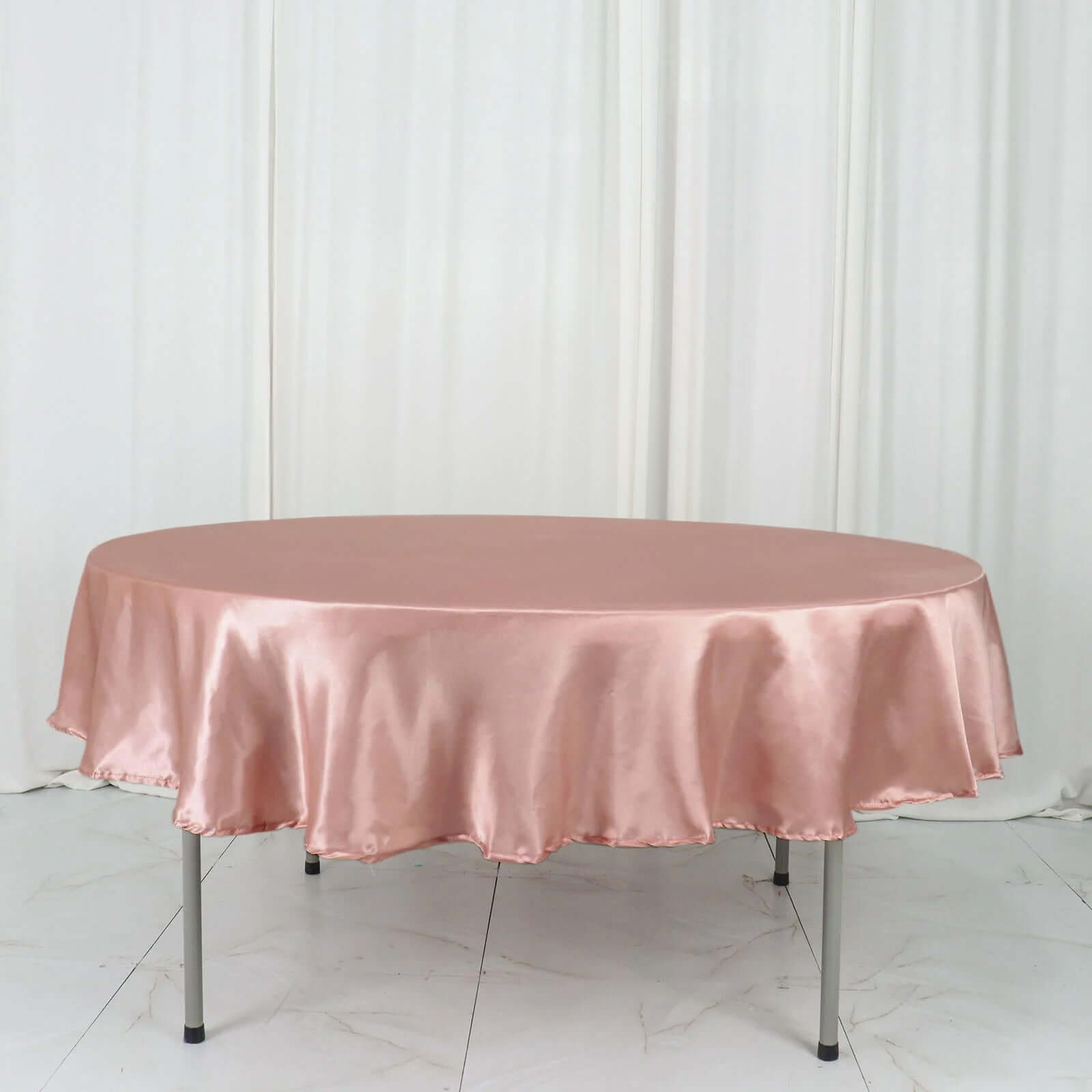 Exclusive Dusty Rose Satin Round Tablecloth - 90 Inches, Smooth & Lustrous