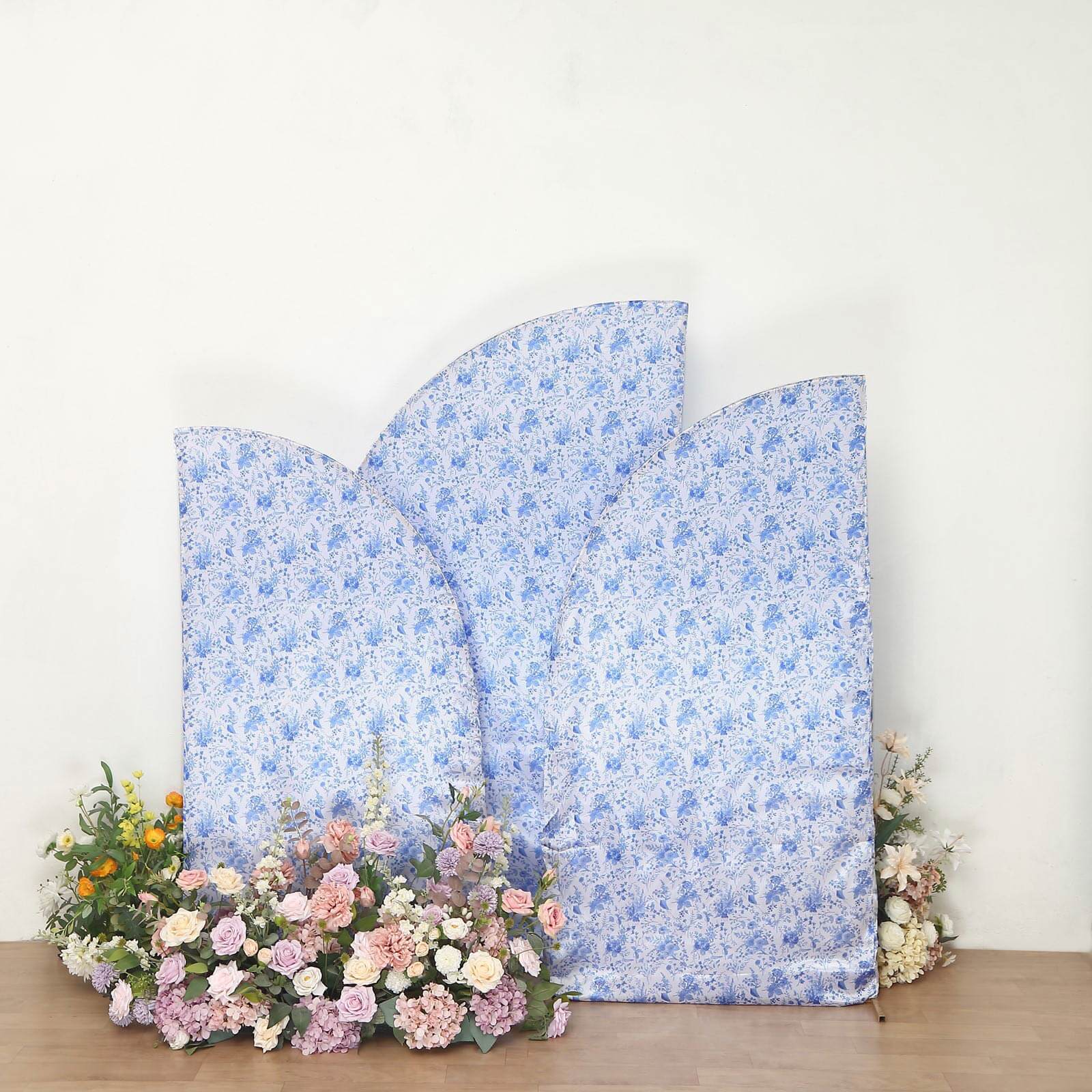 Hot Deal! Set of 3 Satin Wedding Arch Covers in French Toile Floral (5ft, 6ft, 7ft)