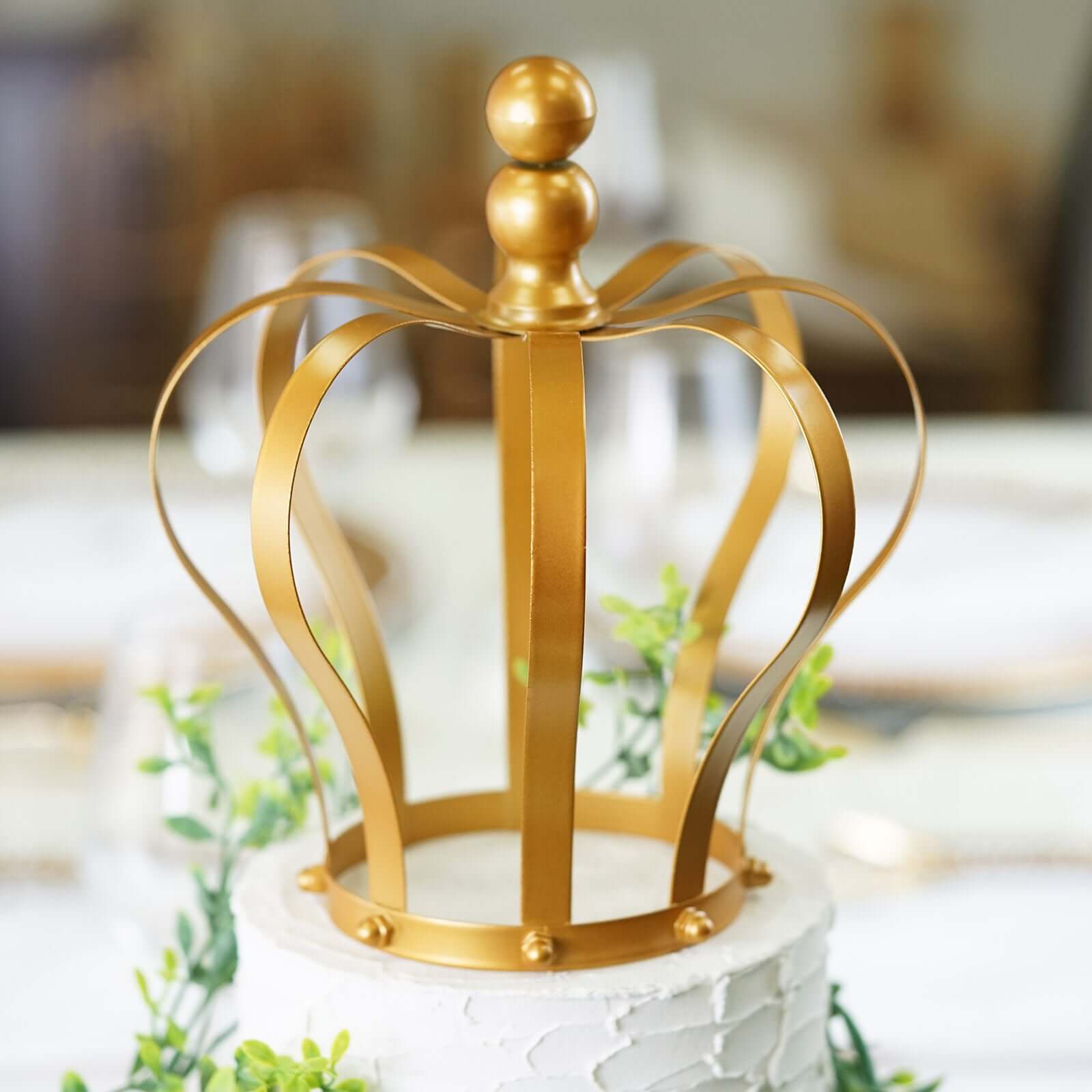 Gold Metal Royal Crown Cake Topper - Ideal for Themed Weddings and Events
