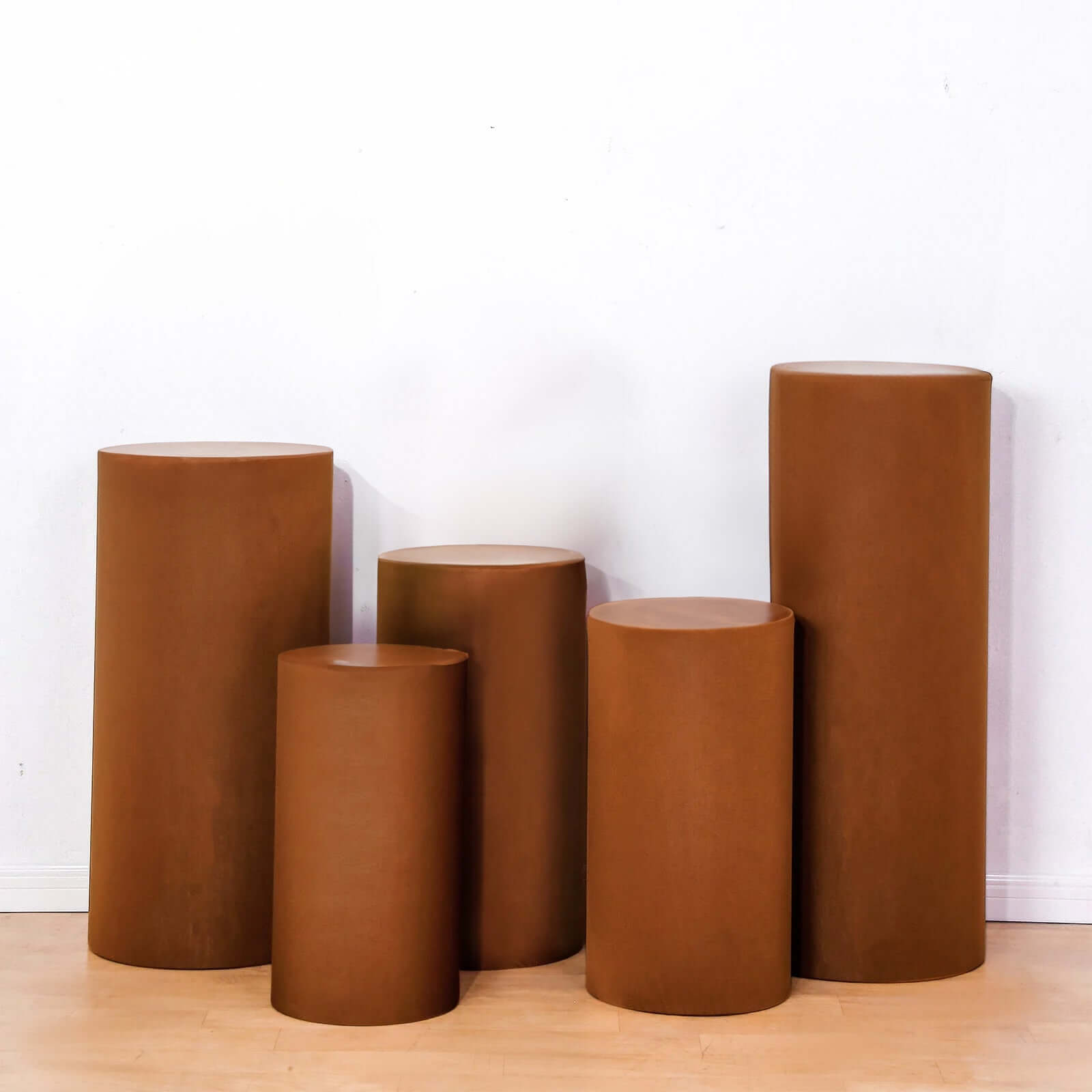 5-Piece Set of Cinnamon Brown Stretchable Spandex Pedestal Stand Covers - 160 GSM