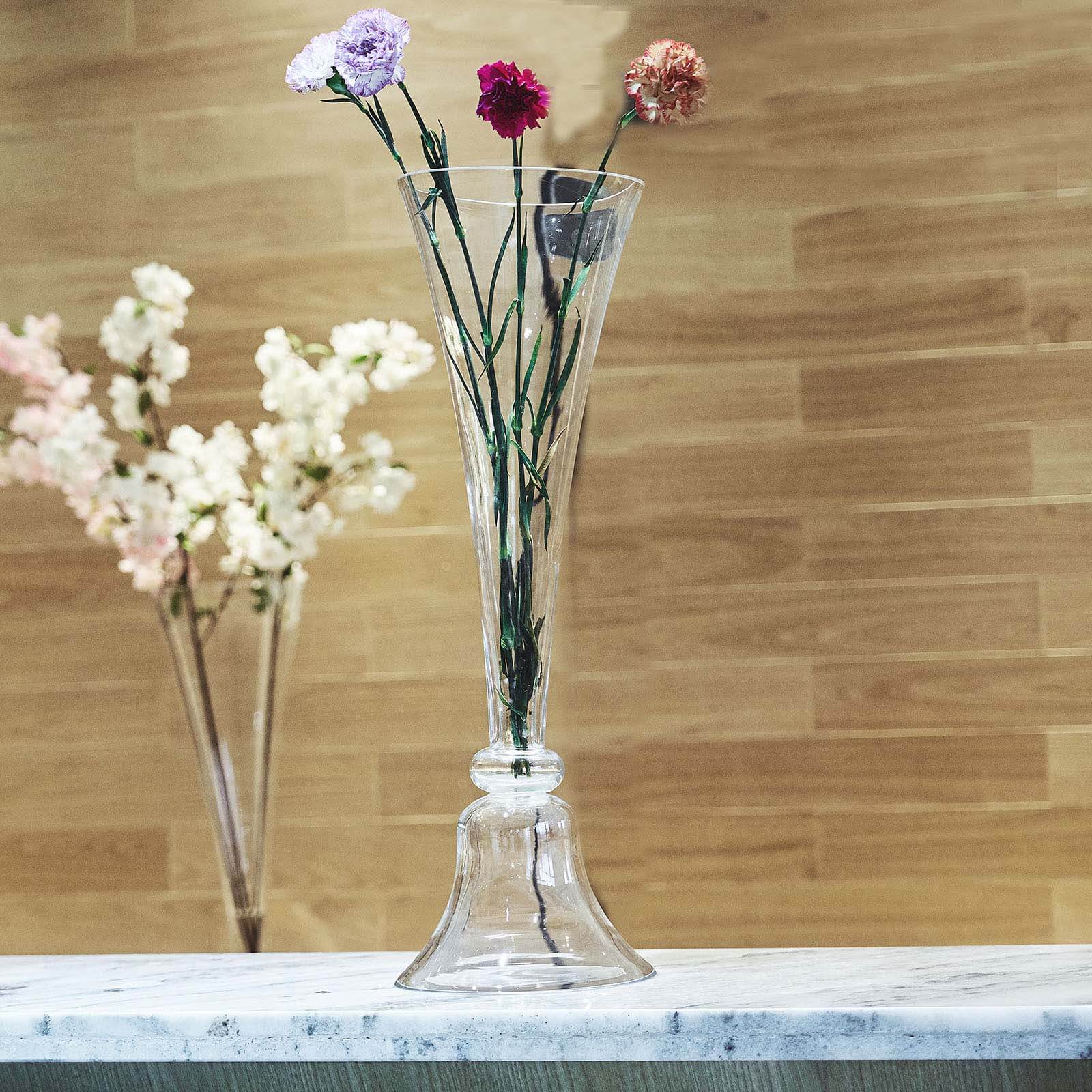 Amazing Set of 2 Clear Glass Trumpet Reversible Vases - 28