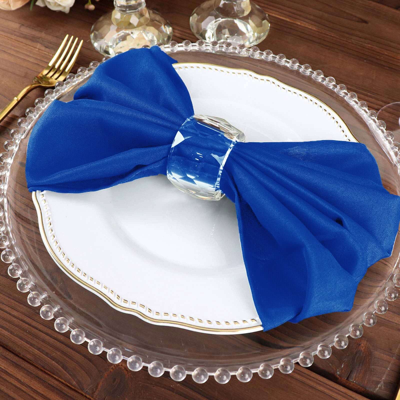Great Deal! 5-Pack Royal Blue Polyester 20x20 Wrinkle-Resistant & Easy-Care Cloth Napkins