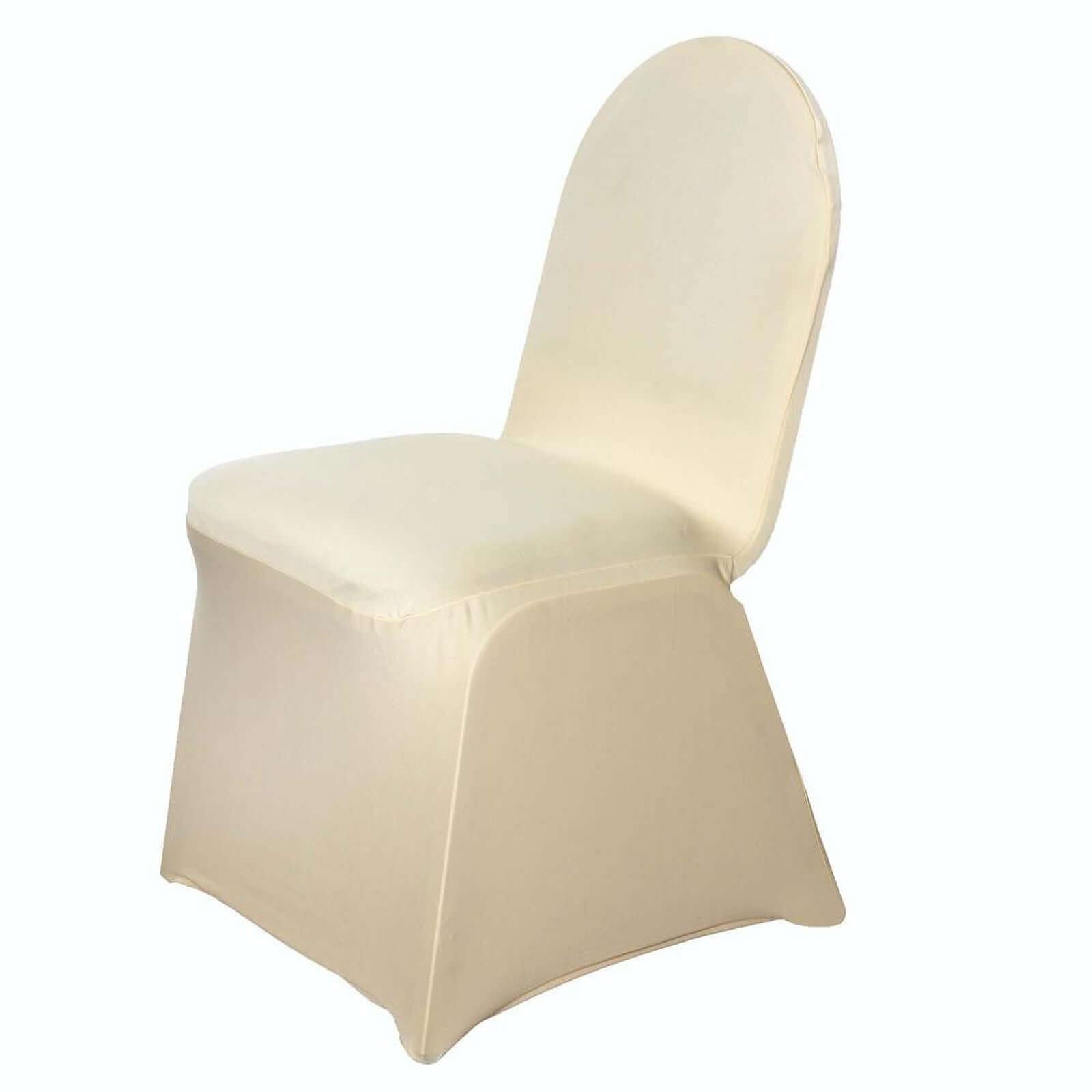 Champagne Spandex Chair Cover for Banquet Chairs - Stretch 160GSM Fabric Slip-On