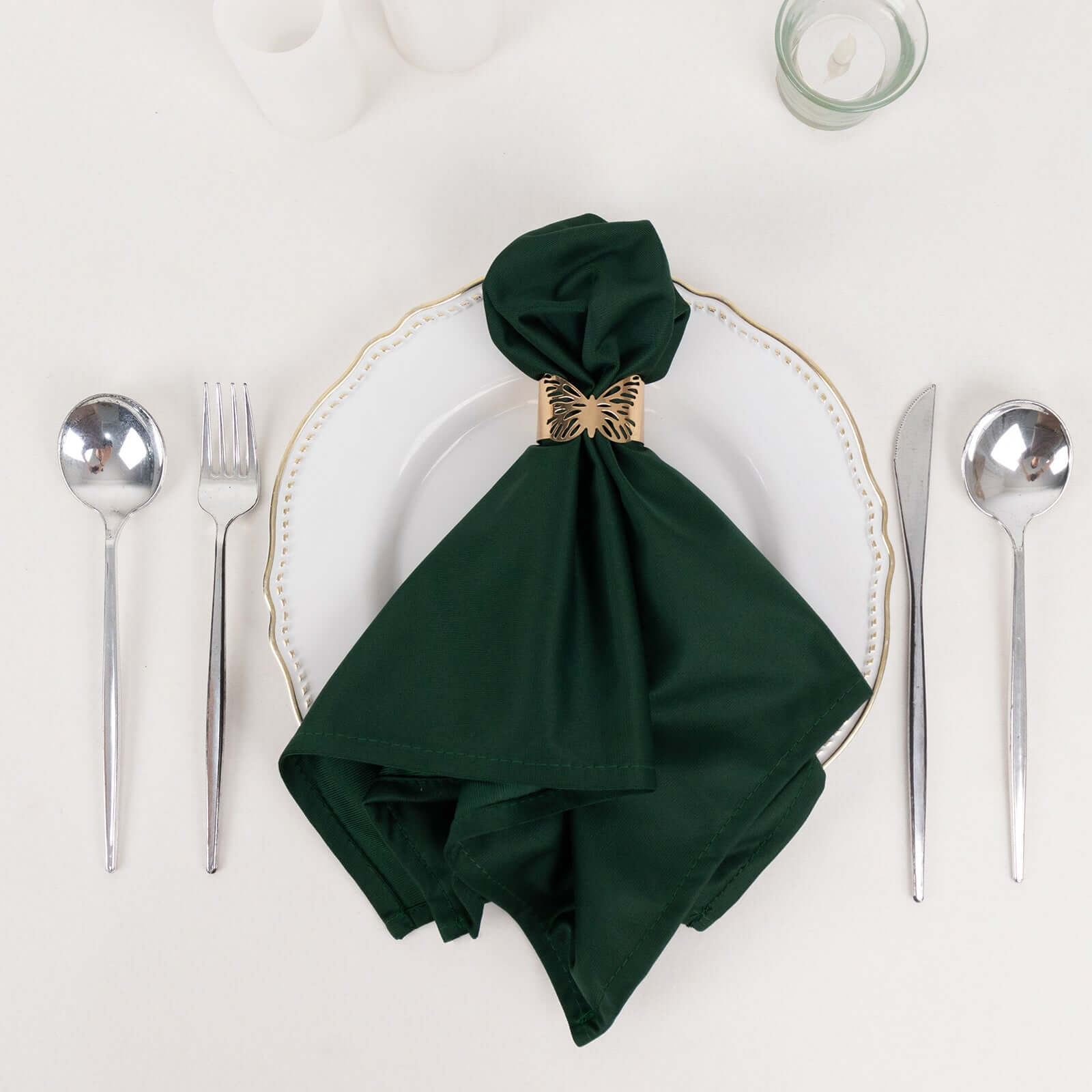 Premium 5-Pack 20x20 Scuba Dinner Napkins in Hunter Emerald Green - Durable, Reusable & Stain-Free