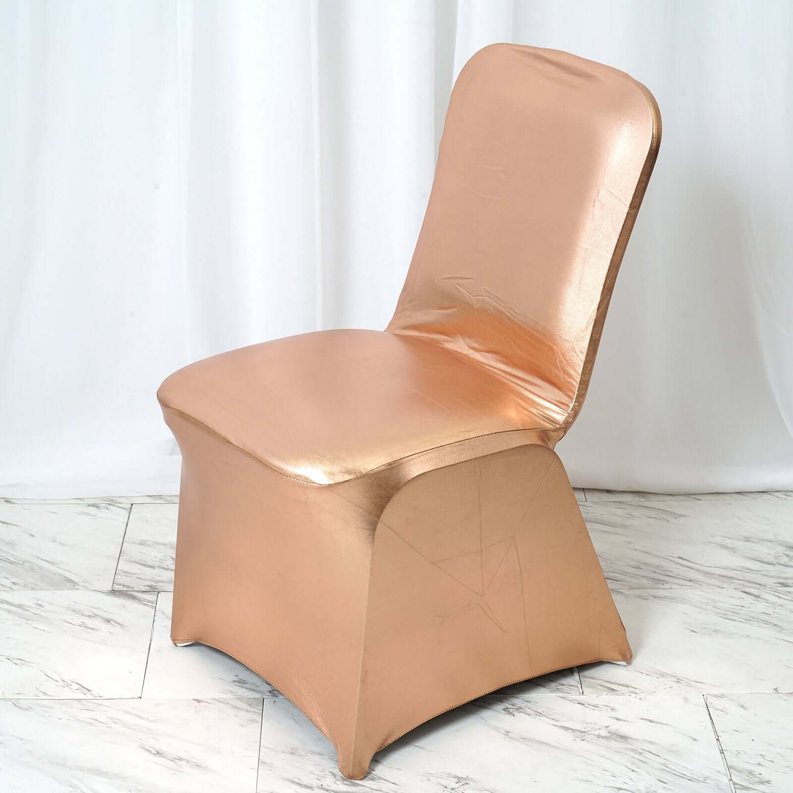 Metallic Rose Gold Glittering Spandex Fitted Slipcover for Banquet Chairs