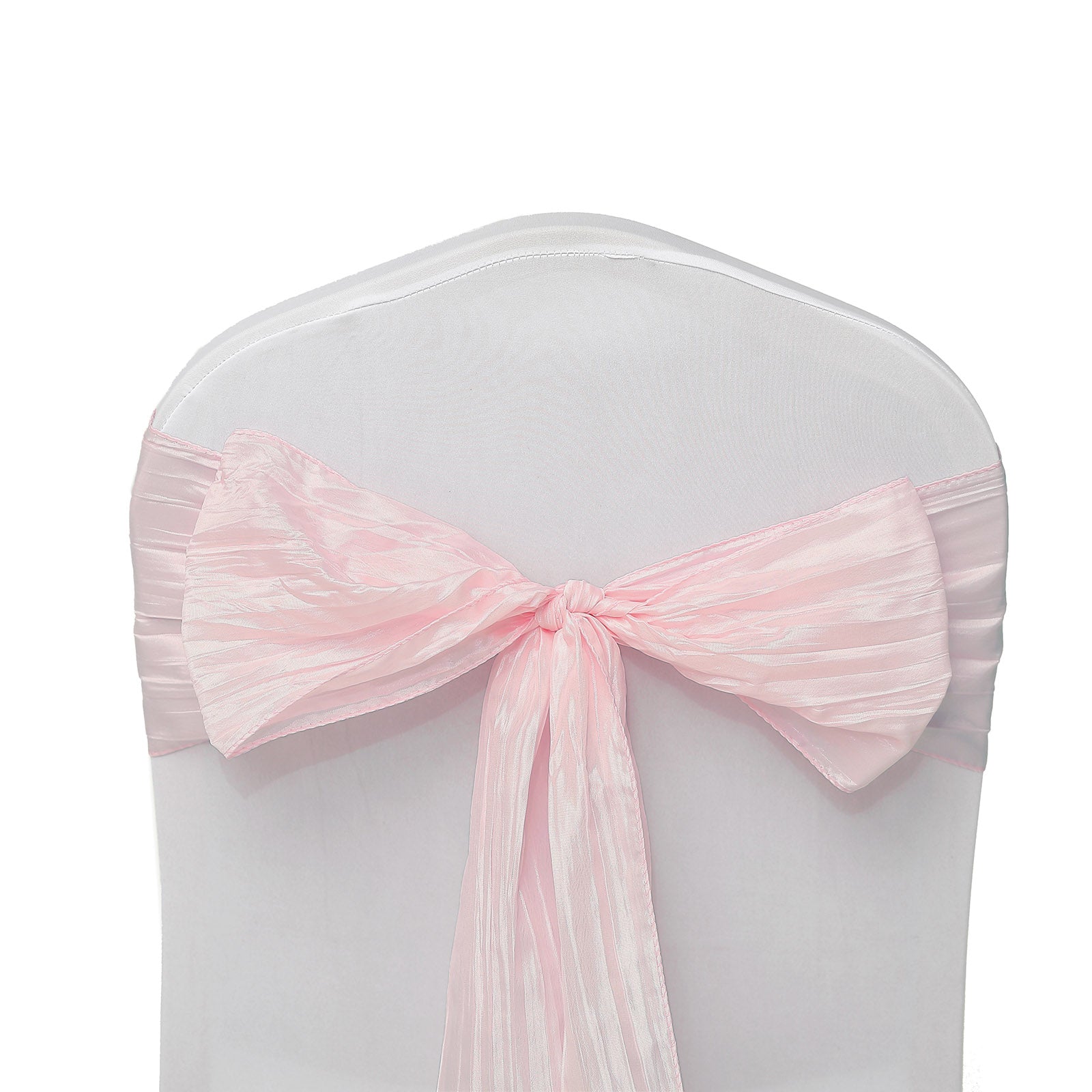 5-Piece Blush Accordion Crinkle Taffeta Chair Sashes, 6x106 - Ideal for Weddings & Gatherings