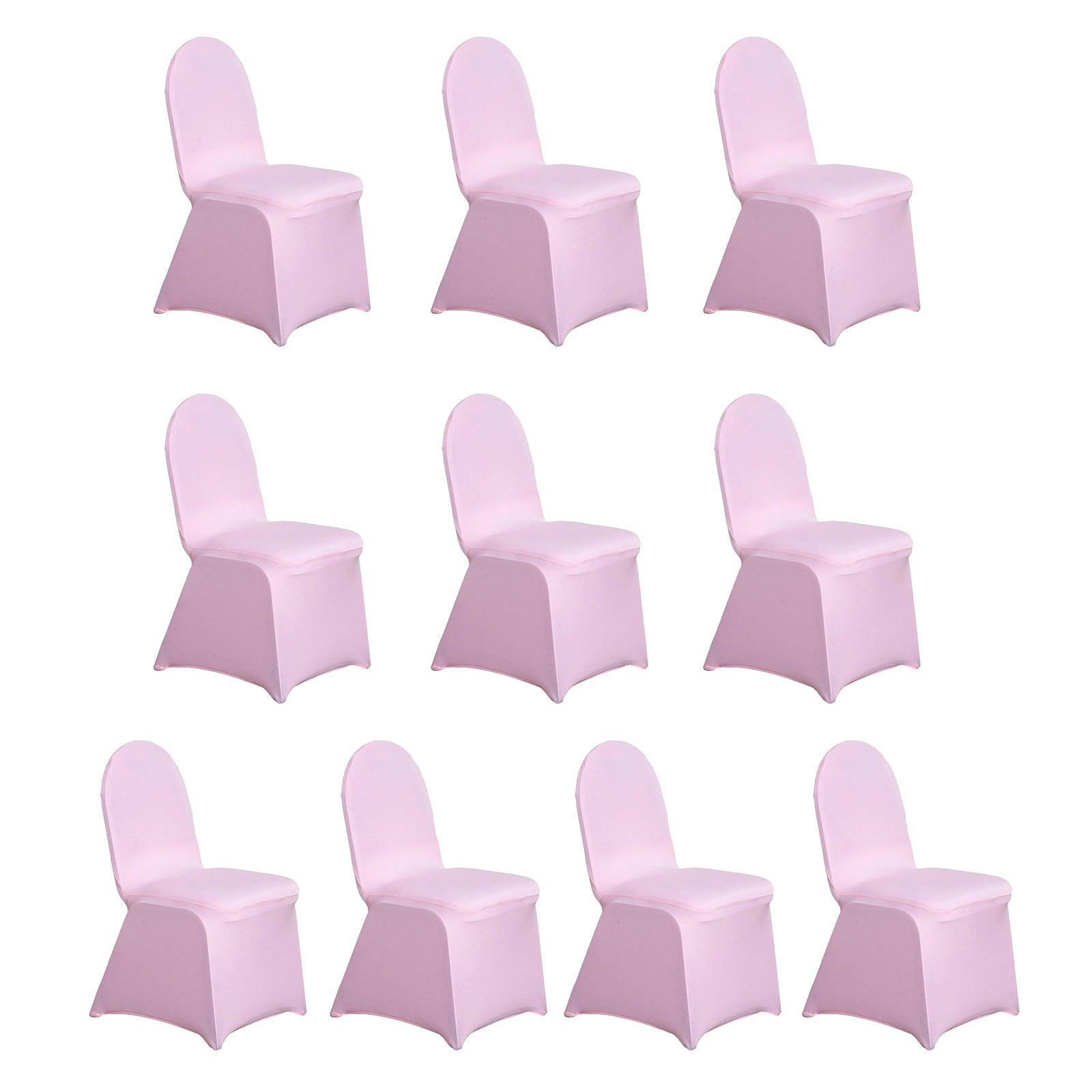 10-Piece Set of Pink Durable Reusable Spandex Slip-On Covers for Banquet Chairs