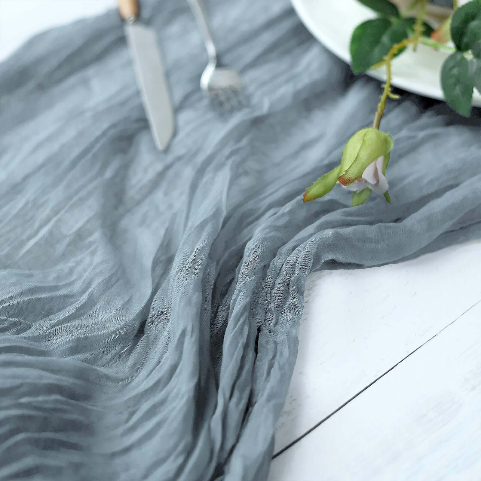 Special Offer! Rustic Boho Style Dusty Blue Gauze Cheesecloth 10ft Table Runner