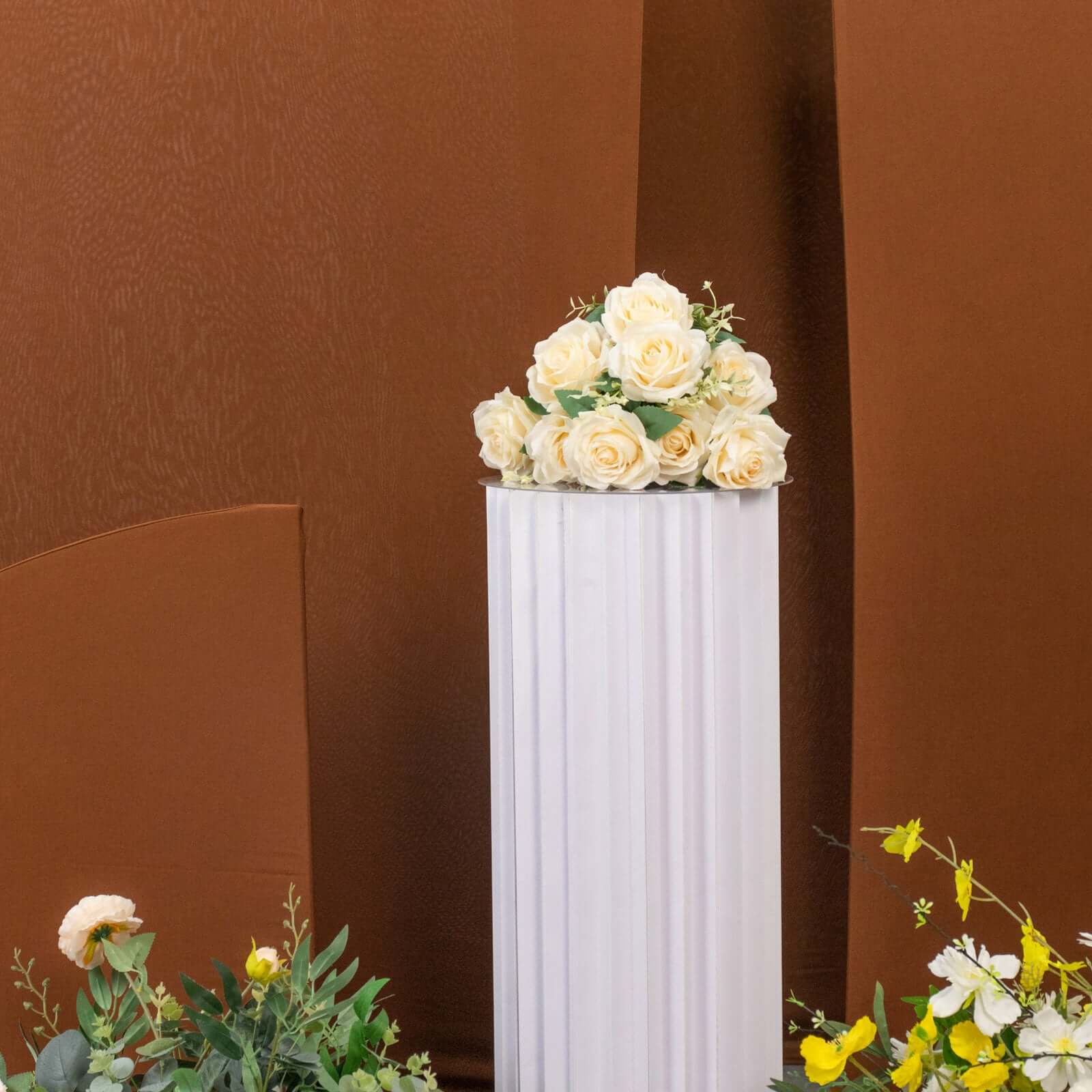 Set of 4 Custom-Fitted Matte Cinnamon Brown Spandex Half Moon Wedding Arch Backdrop Covers in 4 Sizes