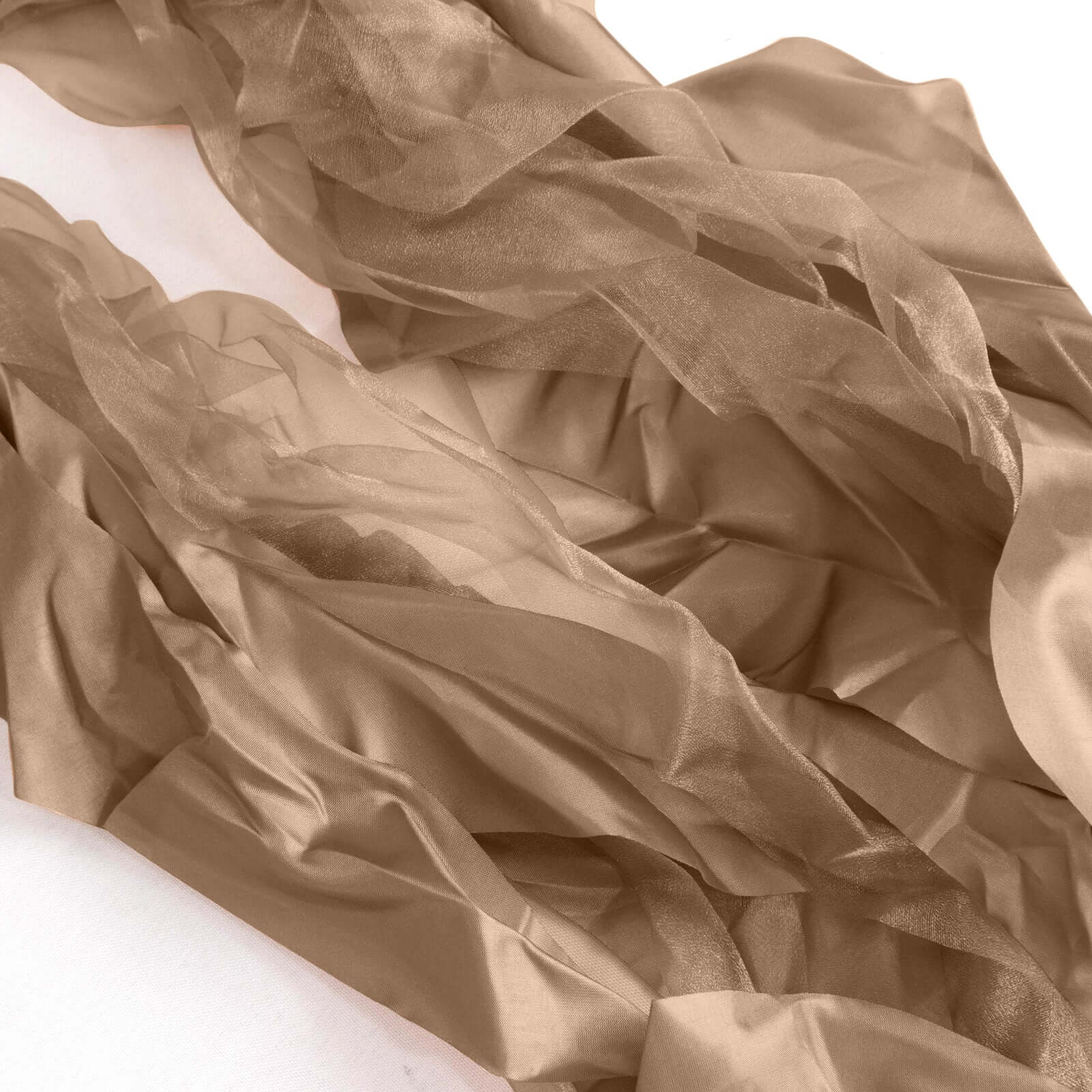 5-Piece Taupe Chiffon Satin Curly Willow Chair Sashes - Effortless Installation