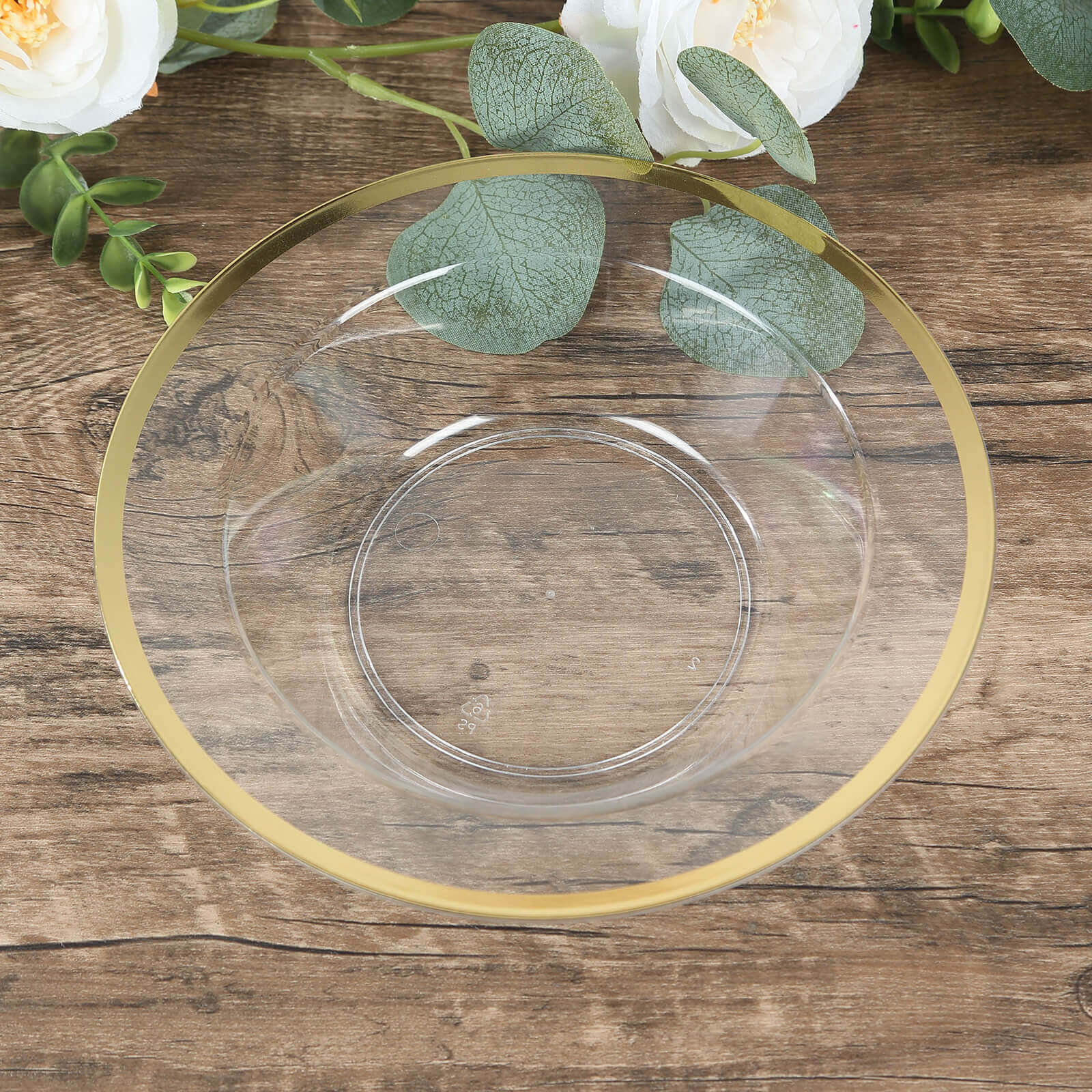 Hot Deal! 20-Pack Disposable 12oz Clear Plastic Dessert & Salad Bowls with Gold Rim