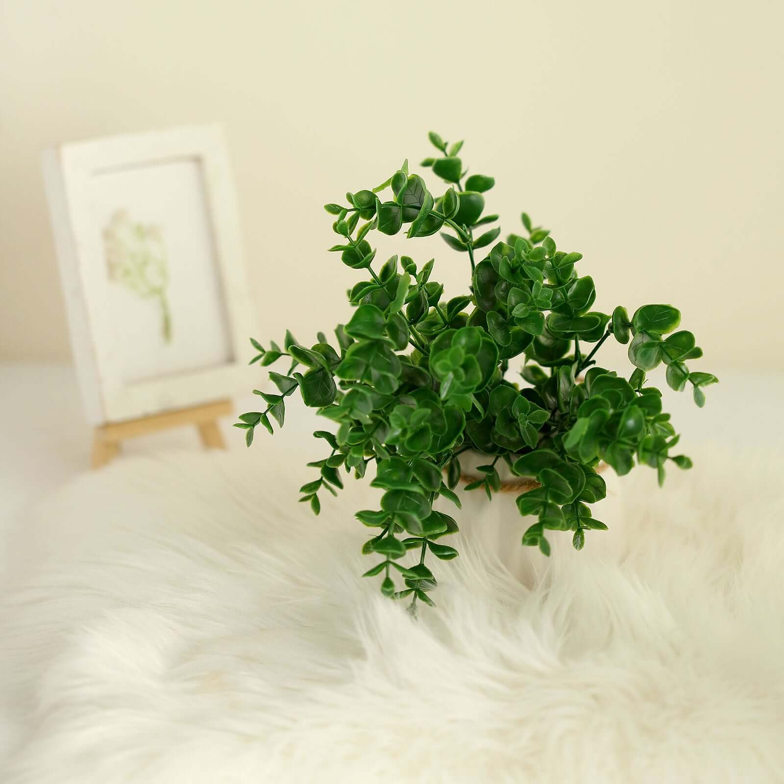 Set of 3 Artificial Dark Green Eucalyptus Stems, 13.5 Inches Tall
