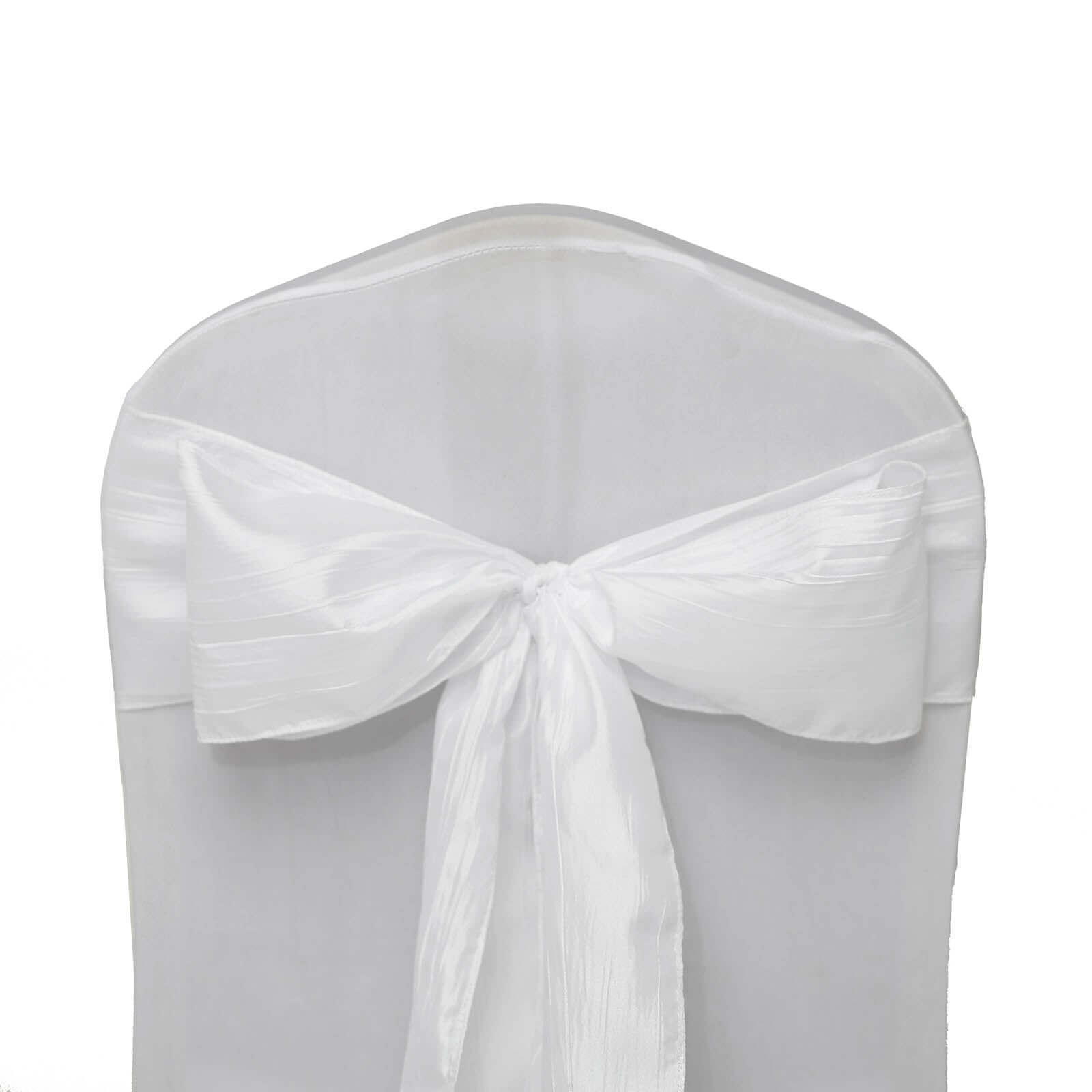 Get 5-Pack White Accordion Crinkle Taffeta Chair Sashes for Stylish Weddings & Gatherings