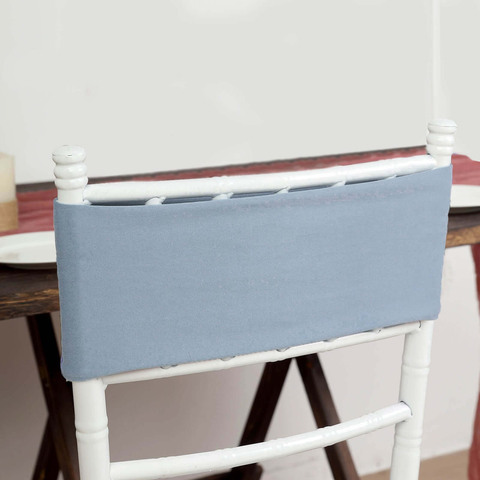5-Piece Set of Dusty Blue Stretch Spandex Chair Sashes - Heavy-Duty 5x12 Bands