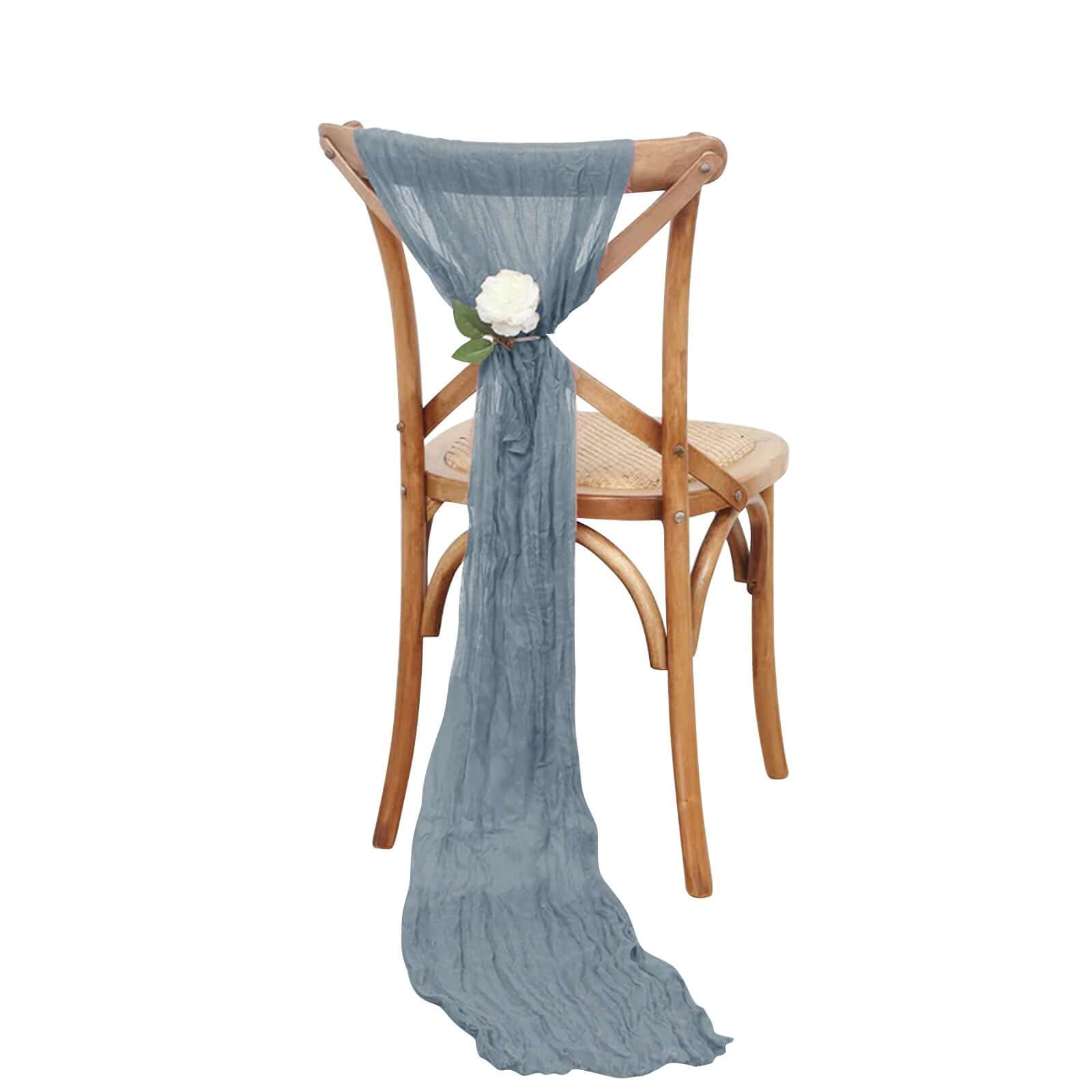 Hot Deal! 5-Piece Set of Dusty Blue Cheesecloth Chair Sashes for Boho Decor
