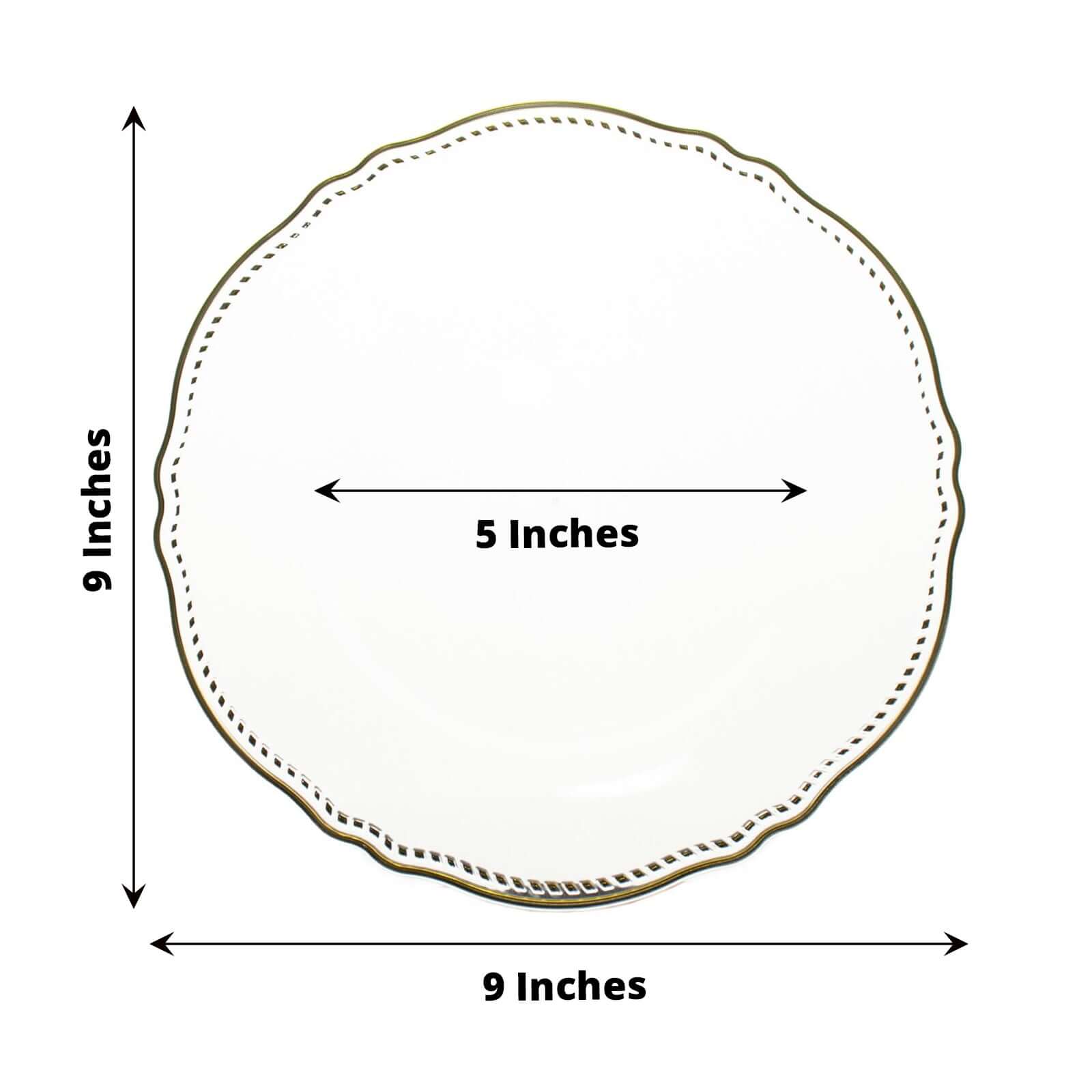 Hot Deal! 10-Pack Disposable Plastic Dinner Plates in Clear with Gold Scalloped Rim, 9 Inches