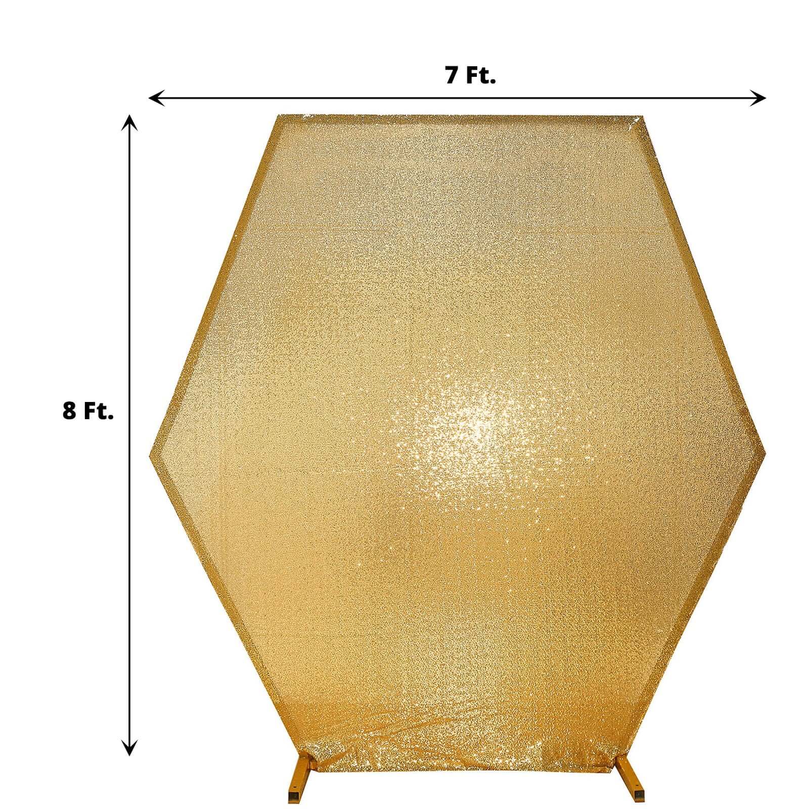 8ft x 7ft Gold Metallic Shiny Sequin Double-Sided Custom Wedding Arch Backdrop Cover