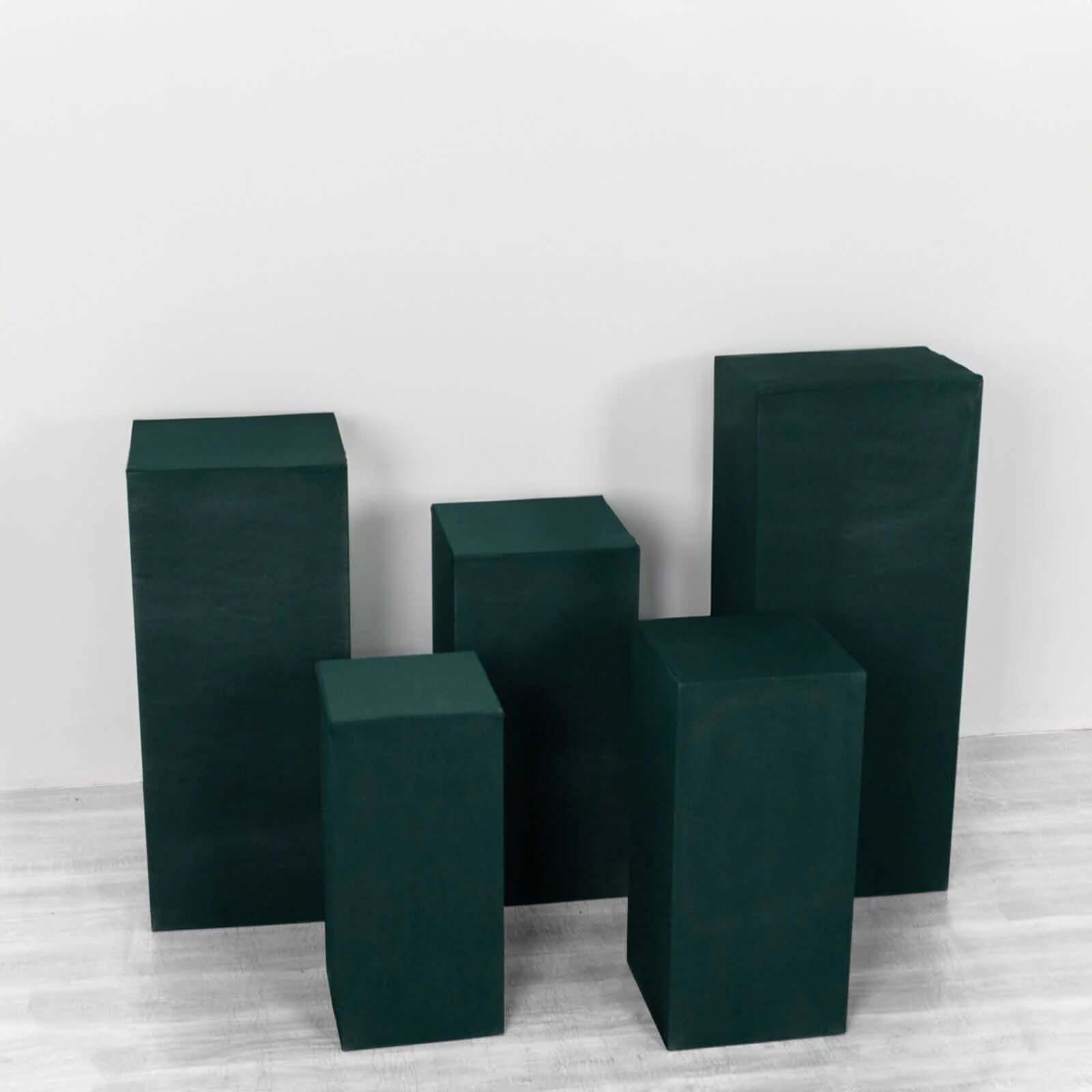 Hot Deal! Set of 5 Hunter Emerald Green Stretchable Spandex Pedestal Stand Covers - 160 GSM