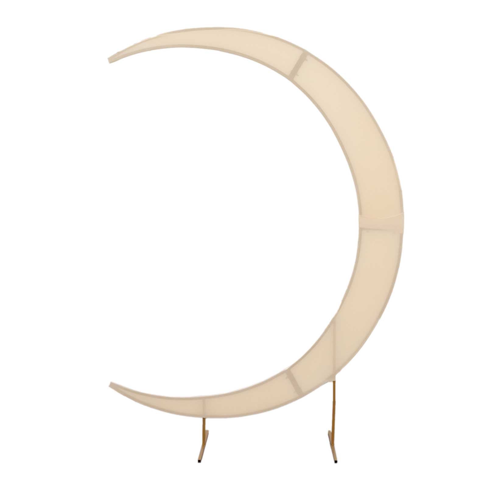 Custom-Fit 7.5ft Beige Spandex Crescent Moon Wedding Arch Cover - High Quality & Reusable
