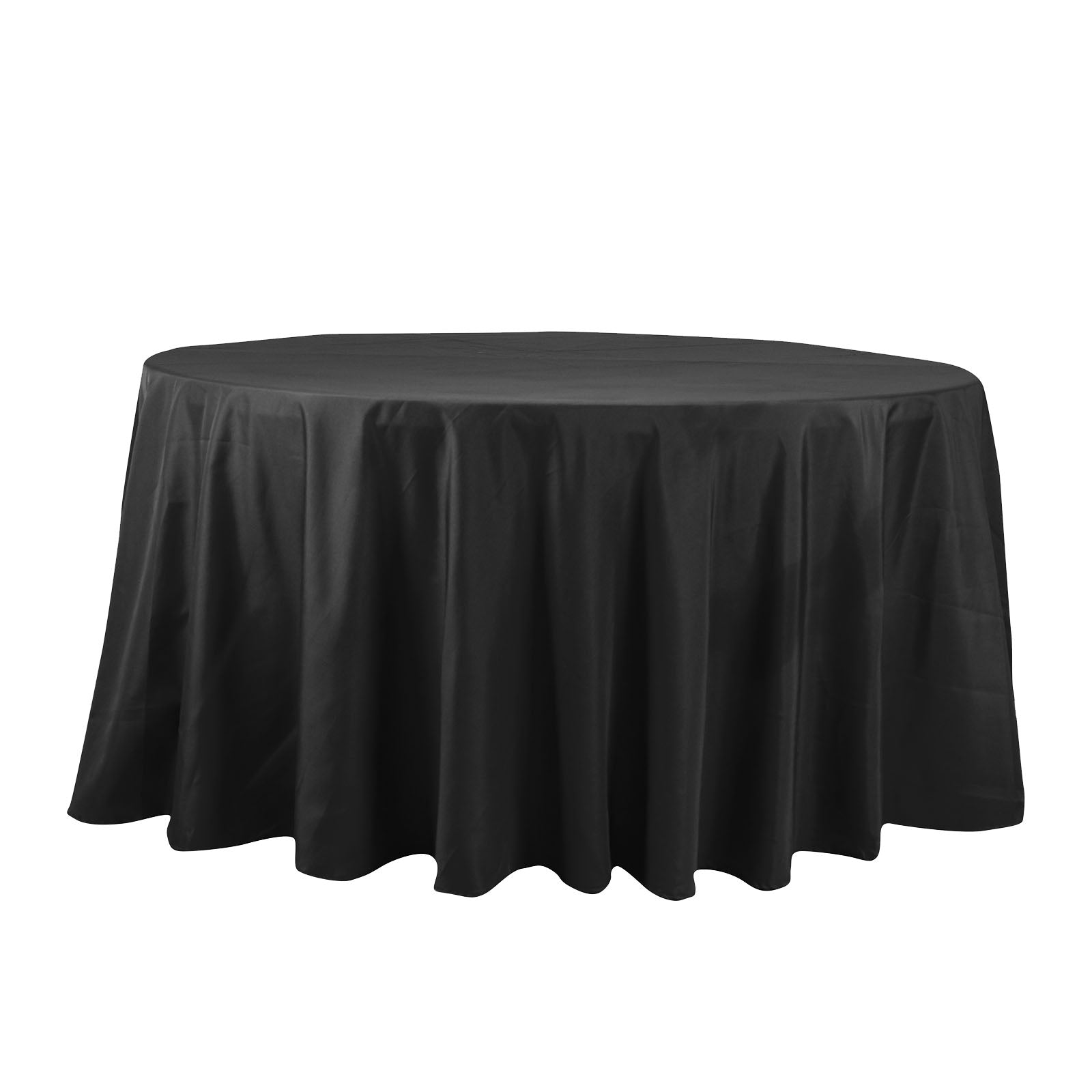Hot! 132" Black Seamless Wrinkle-Resistant Cotton Blend Round Tablecloth
