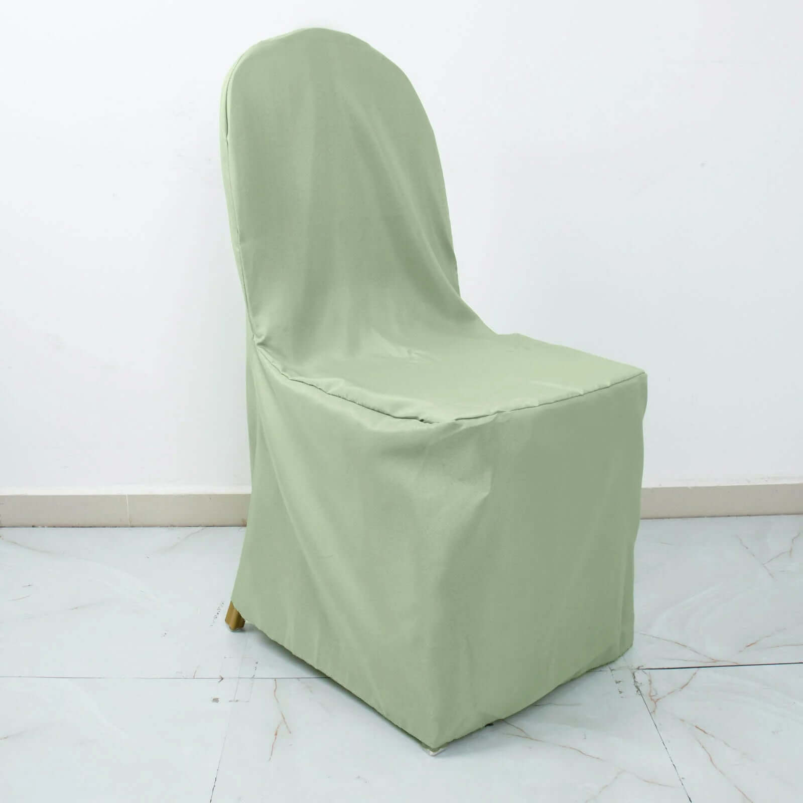10-Pack Sage Green Polyester Stain-Resistant Slip-On Chair Covers for Banquets - Great Deal!