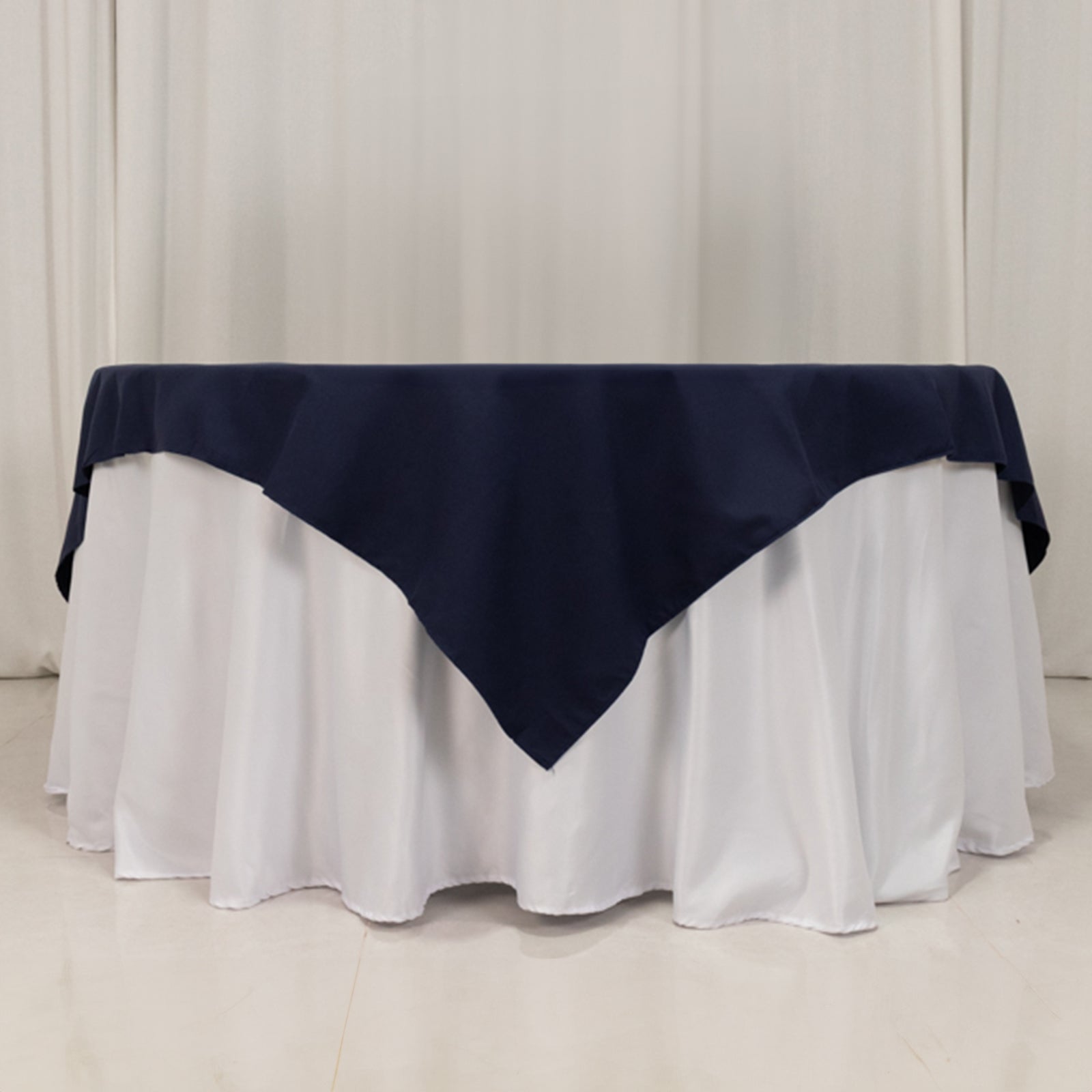 Navy 70x70 Wrinkle-Resistant Cotton Blend Square Table Overlay