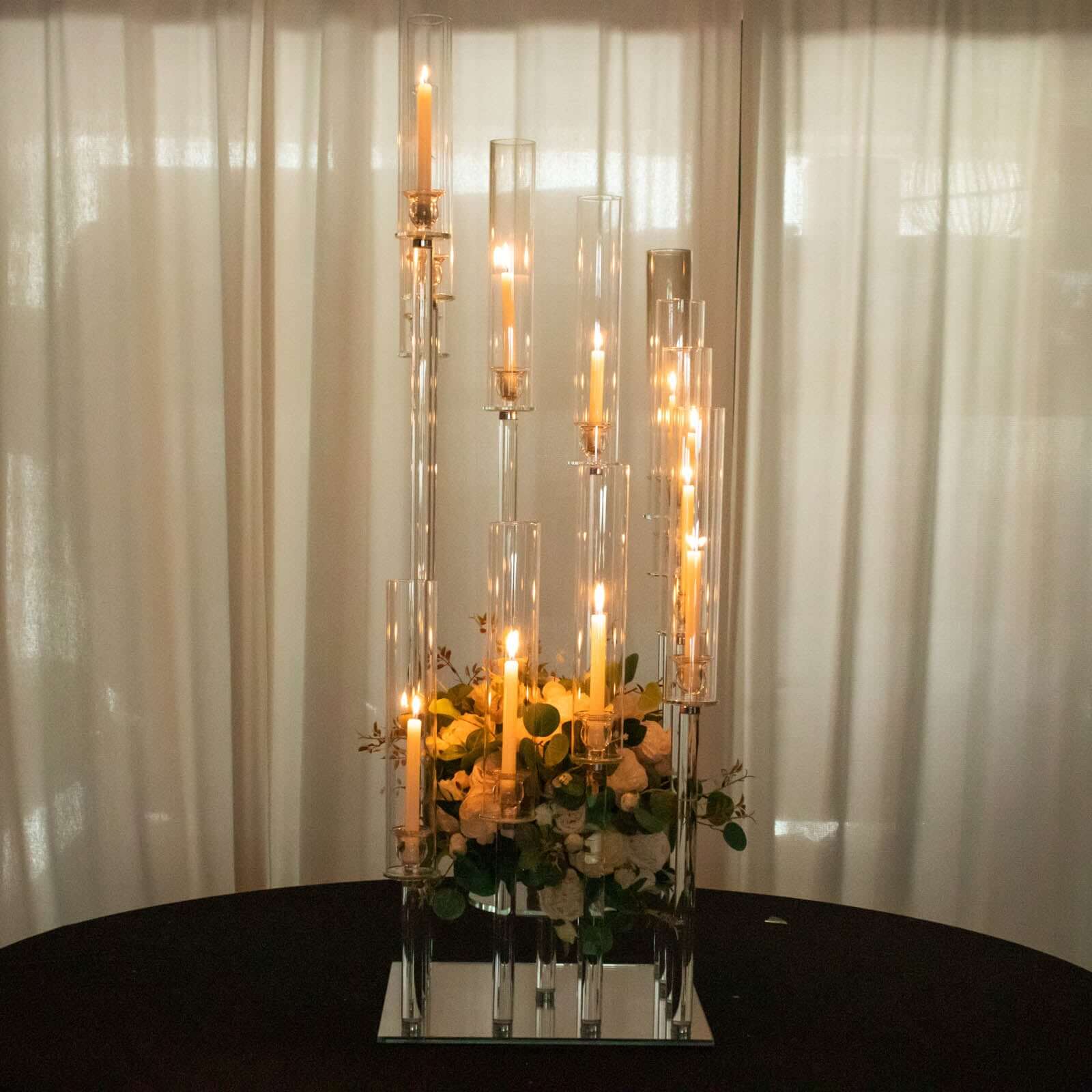 4.5ft Crystal Glass Cluster Candelabra Pedestal Stand - Ideal Table Centerpiece