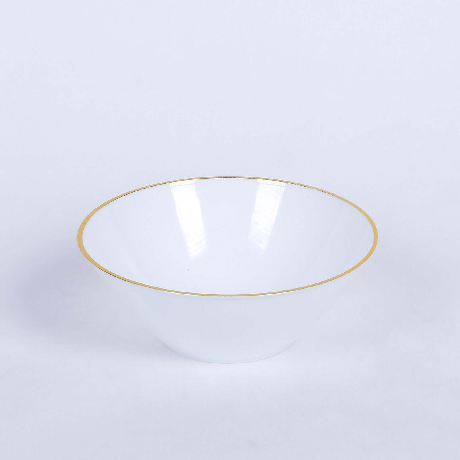 24-Pack 7oz Premium Heavy Duty Plastic Ice Cream Bowls - Glossy White with Gold Rim, Ideal for Events