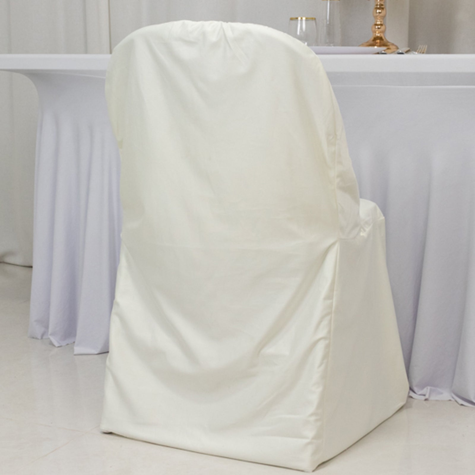 Ivory Premium Scuba Polyester Stretch Folding Chair Cover - Wrinkle & Stain Resistant