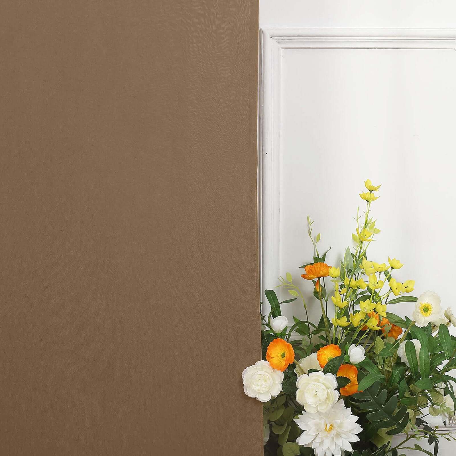 6ft Double-Sided Matte Taupe Spandex Fitted Cover for Round Top Wedding Arch Stand